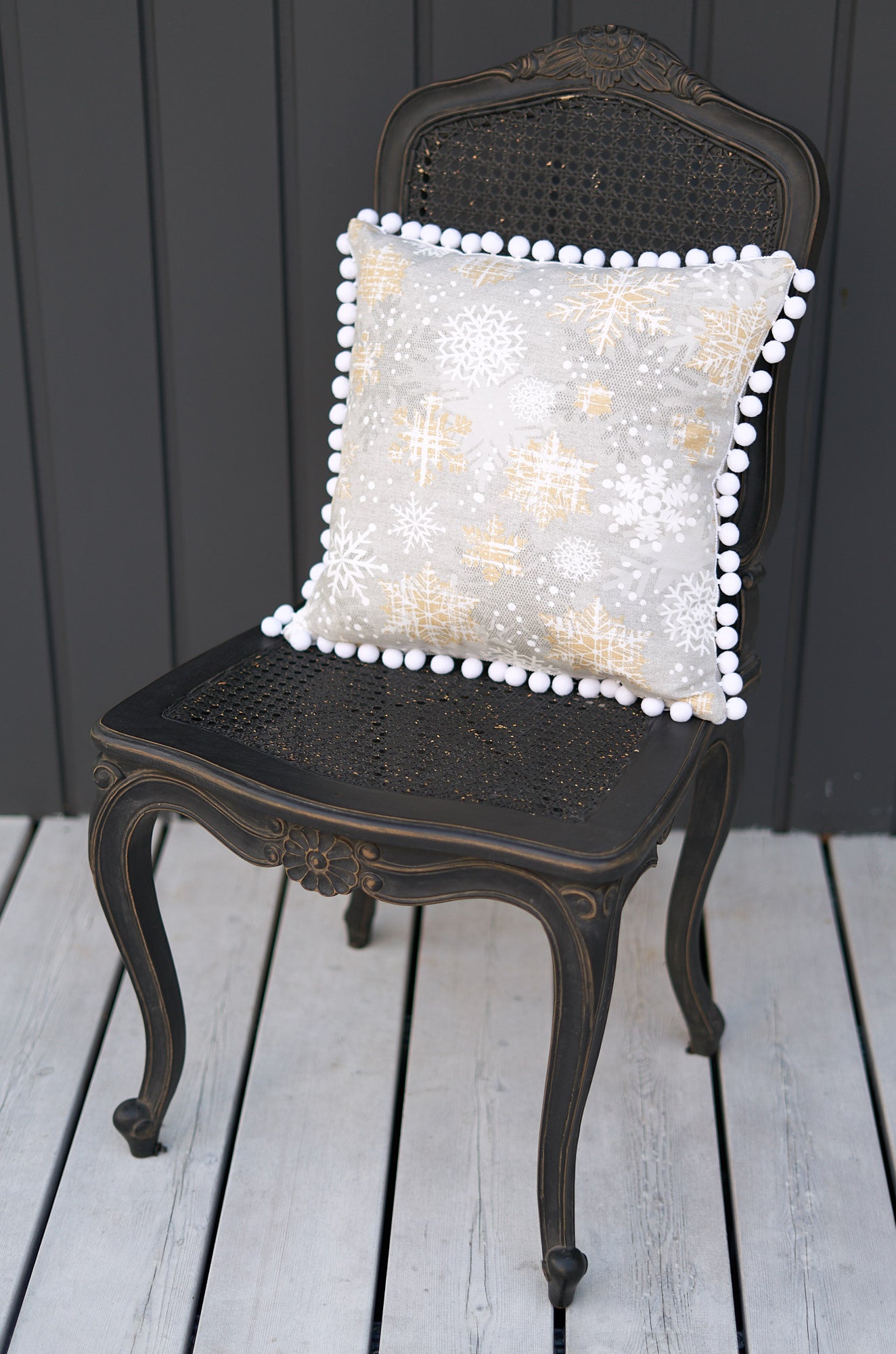 Winter motive Pillowcase with snowflake print, Cottom-Poly mix | TeaLurex Oro