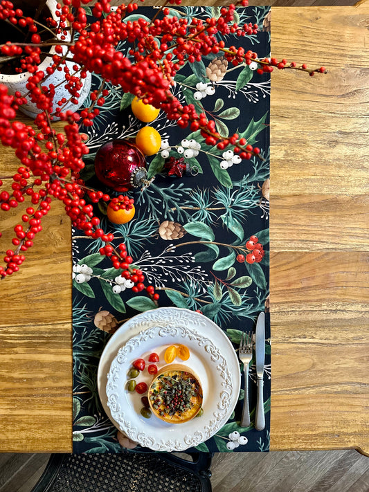 Christmas Table Runner with Tassels, different sizes | Christmas Forest