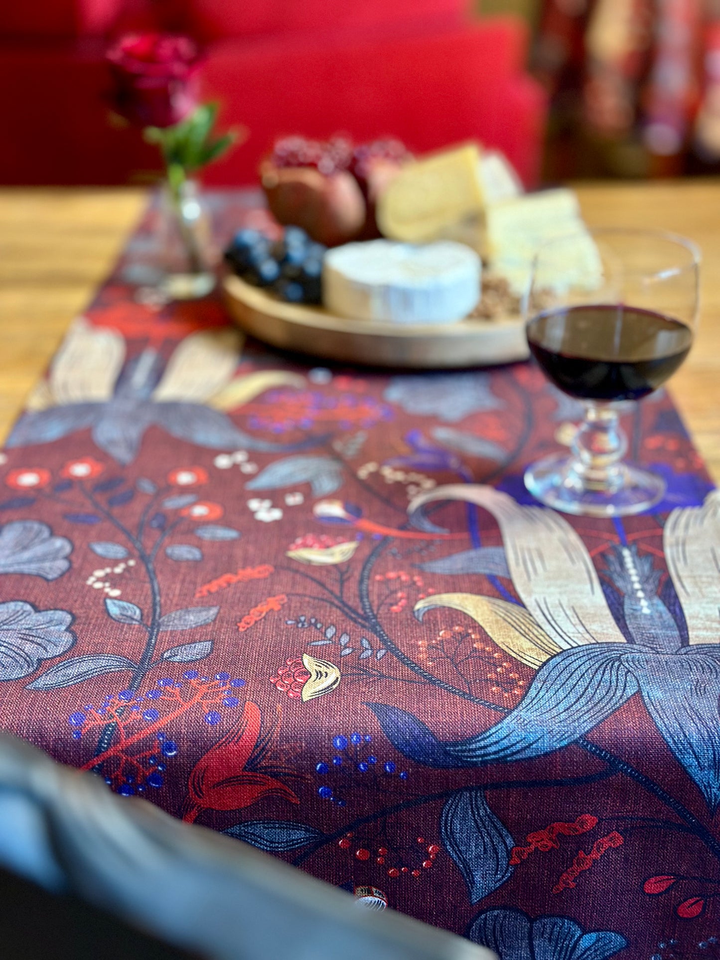 Table Runner Simple, Cotton, Printed | Red Drama