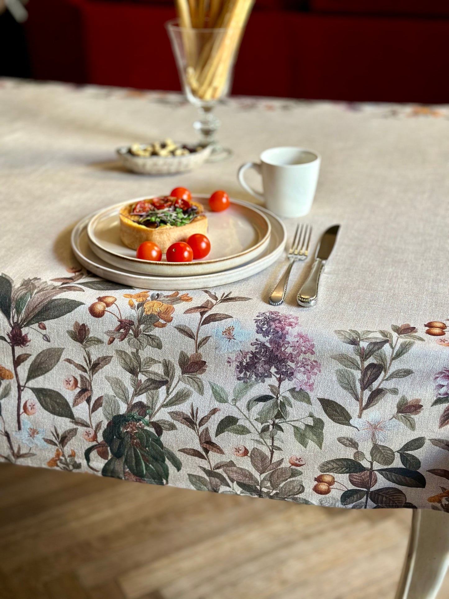 Tablecloth Rectangular, Cotton, Printed | Natural Bouquet Pure