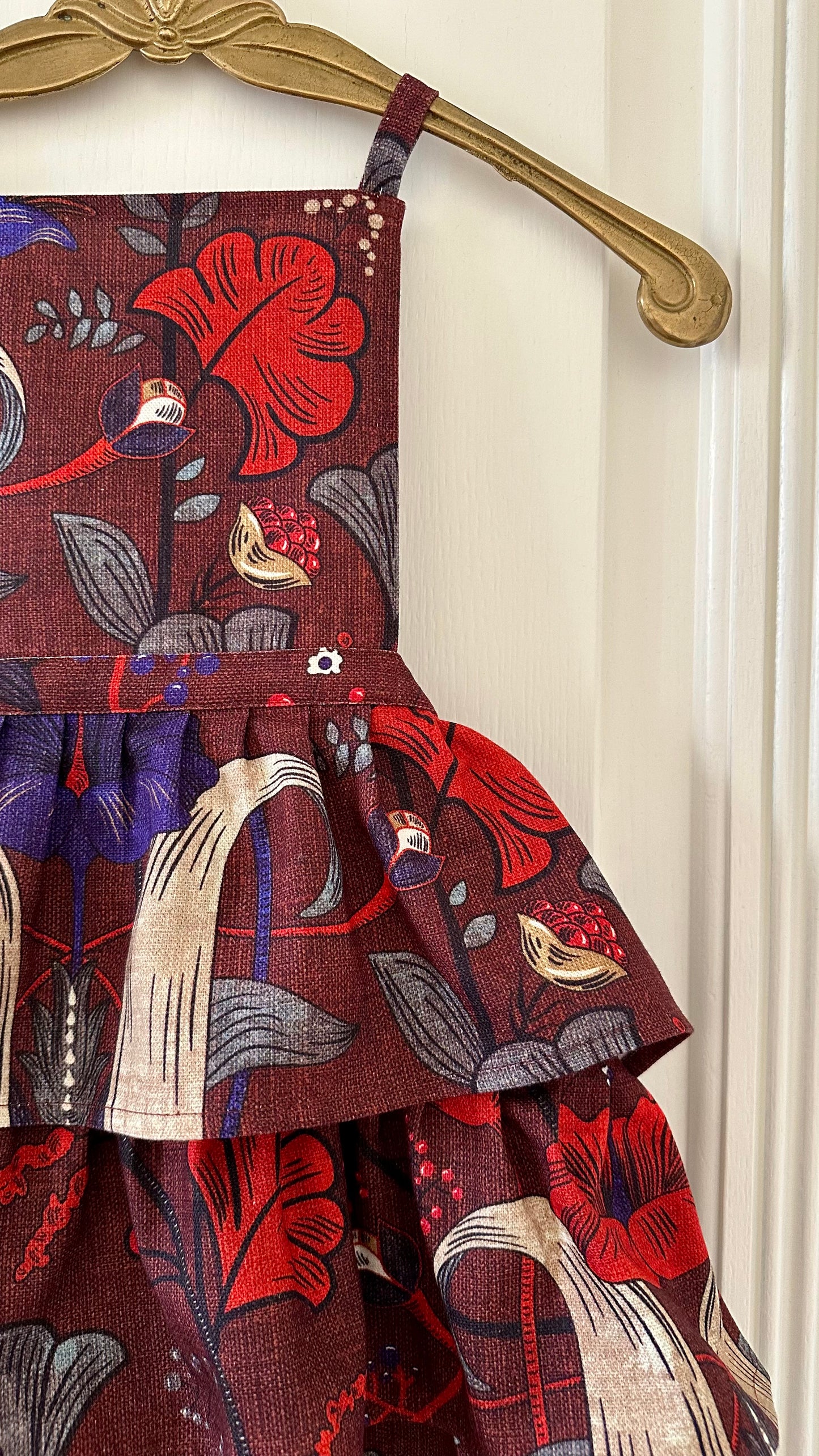 Kids Apron, Cotton-Linen Mix, Printed | Red Drama