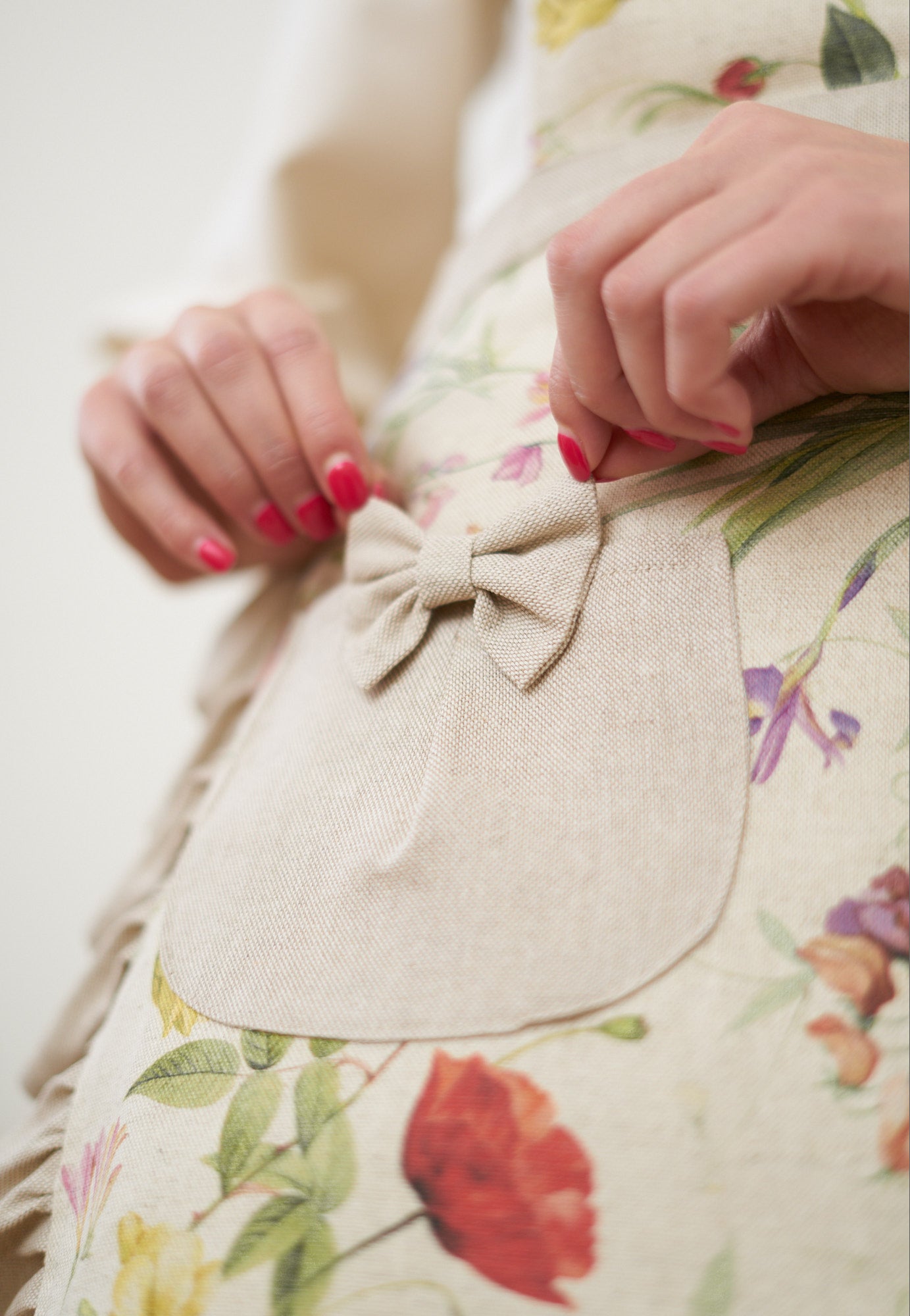 Ladies' Half Apron Cotton-Linen Mix, Printed | Blossom
