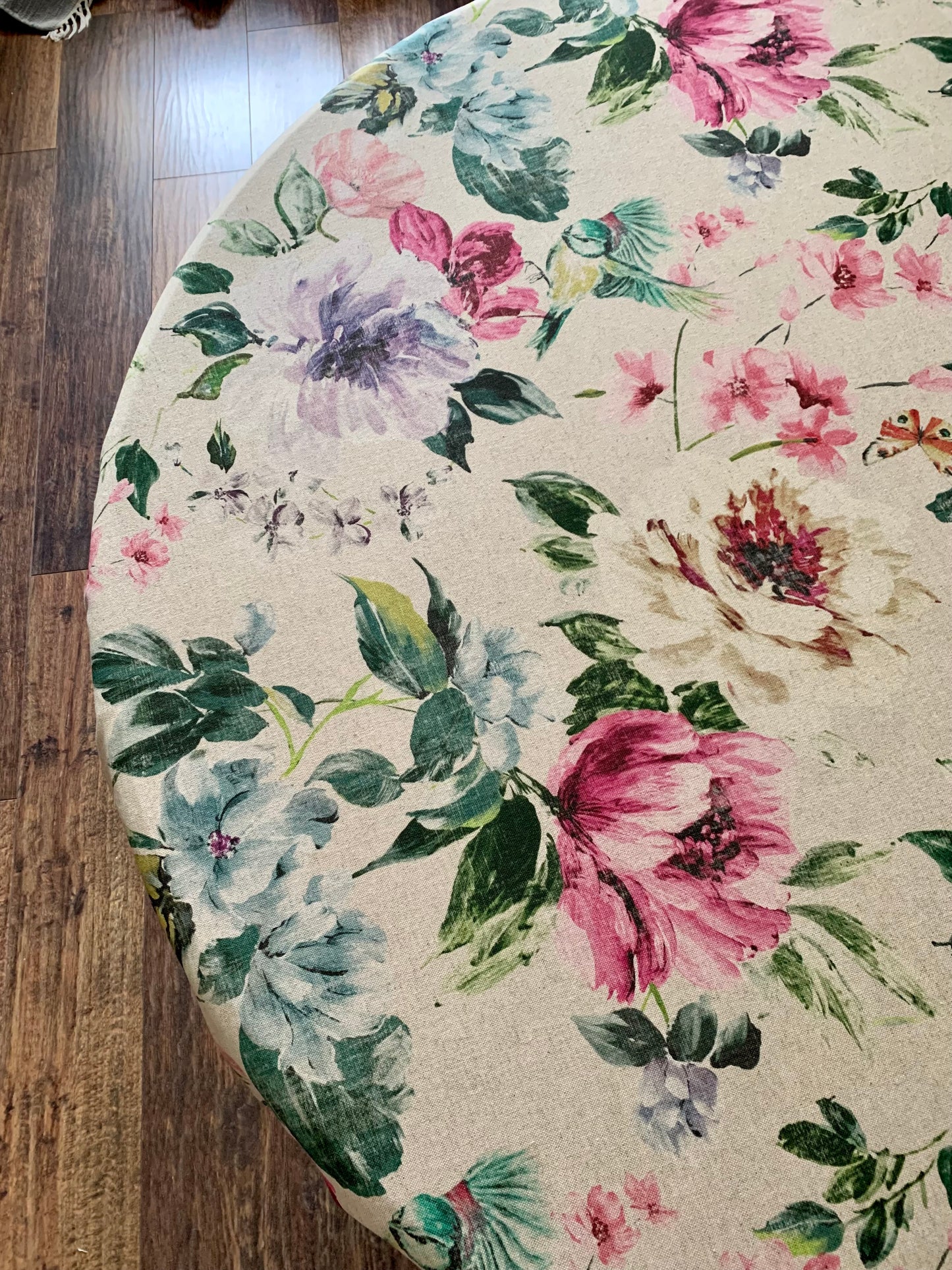 Round Tablecloth, Linen-Cotton Mix, Printed | Night Flower