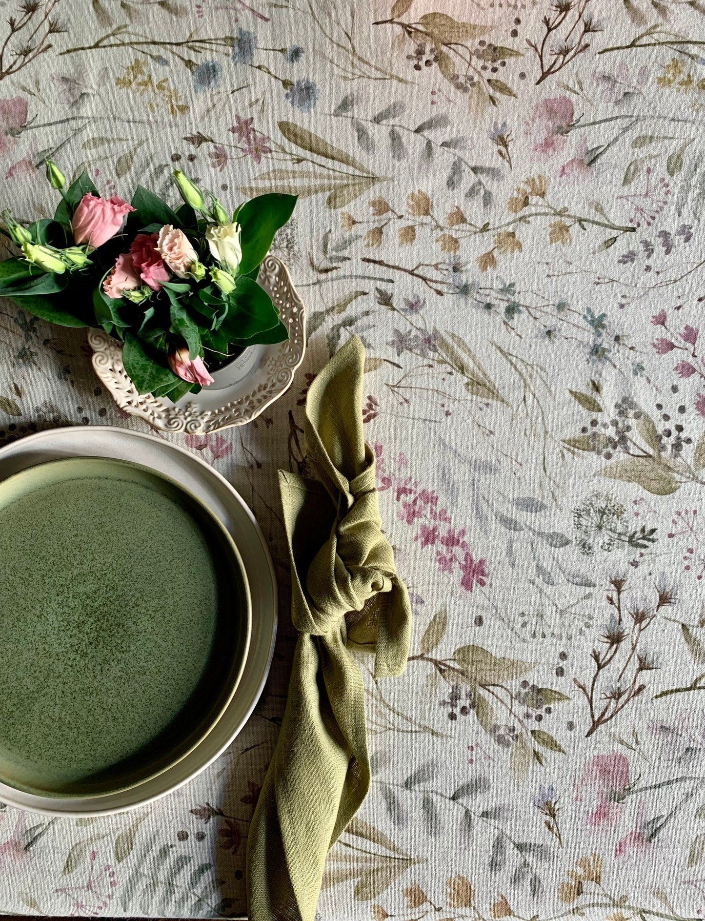 Rectangular Tablecloth, Linen-Cotton Mix, Printed | Aitana