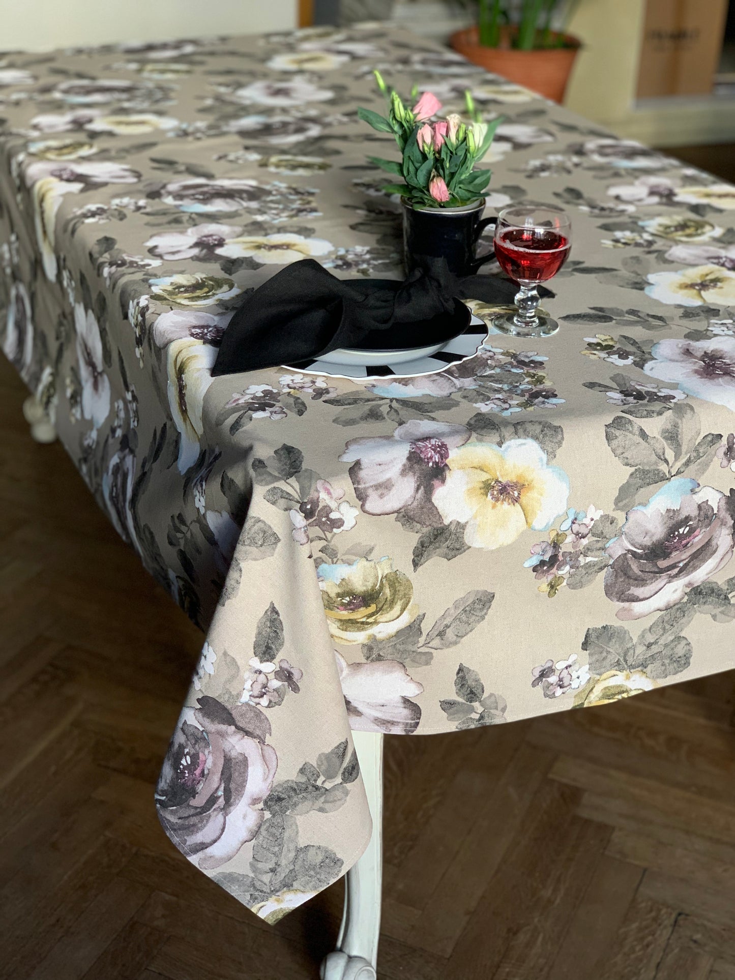 Rectangular Tablecloth, Poly-Cotton Mix, Printed | Akane