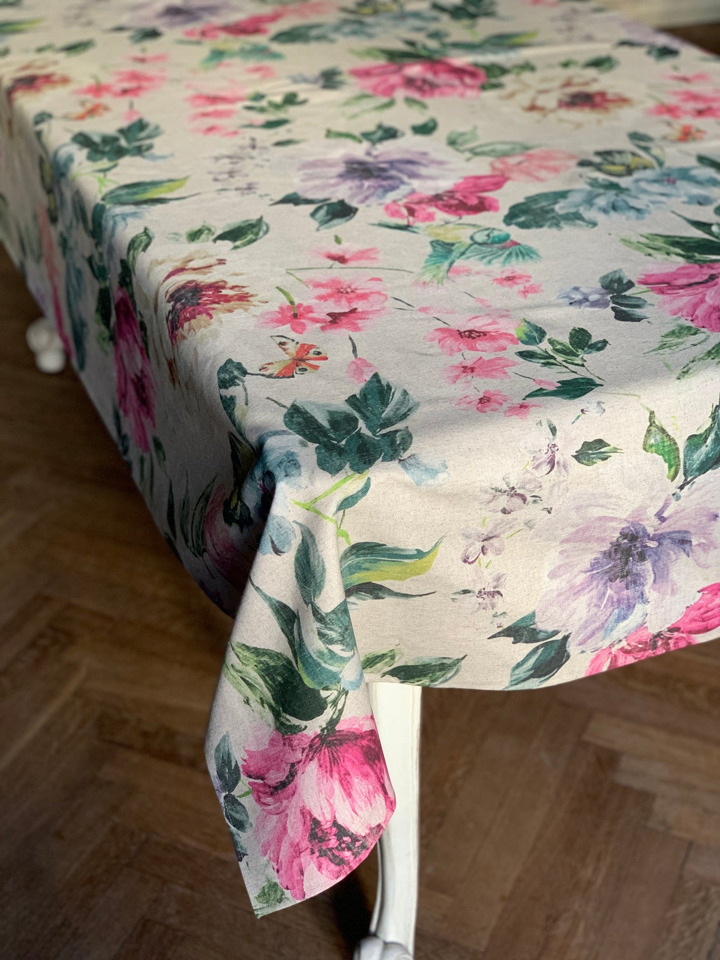 Rectangular Tablecloth, Linen-Cotton Mix, Printed | Night Flower