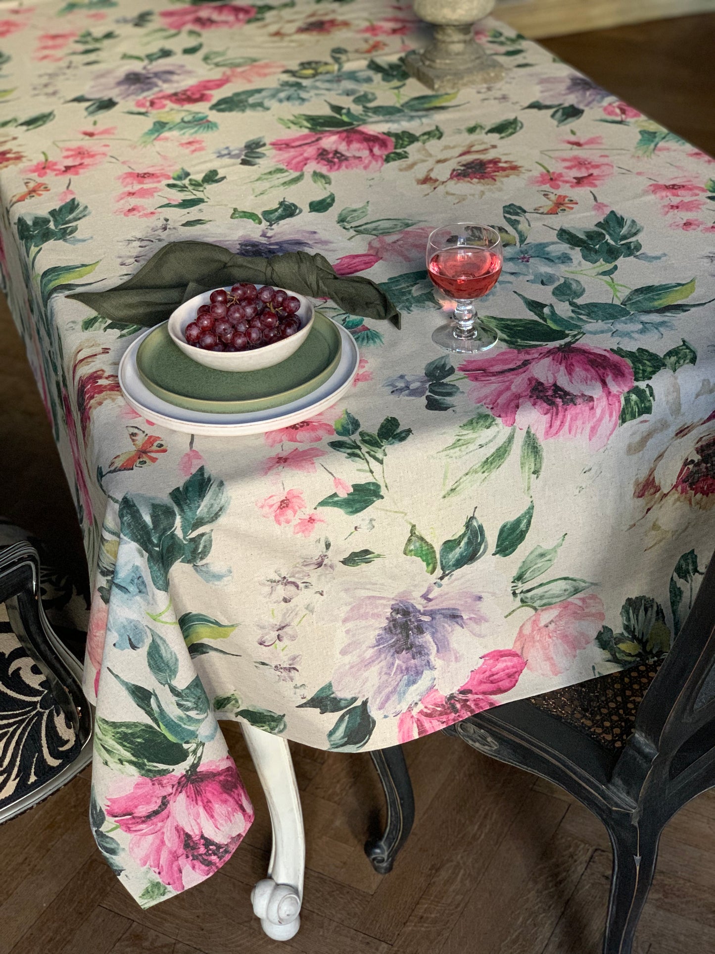 Rectangular Tablecloth, Linen-Cotton Mix, Printed | Night Flower