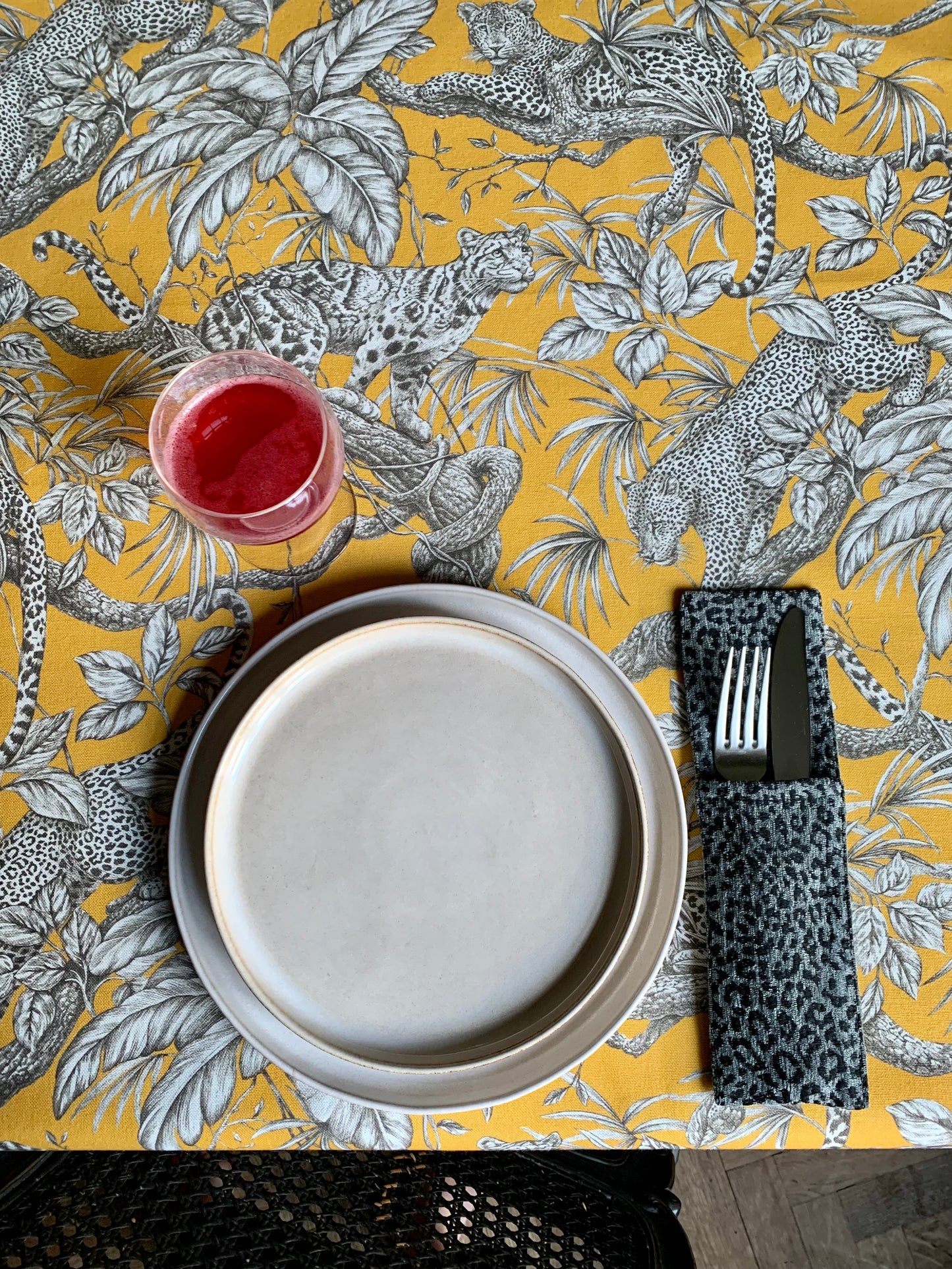 Cutlery Holder 7 x 25 cm of Chenille Jacquard | Jungle