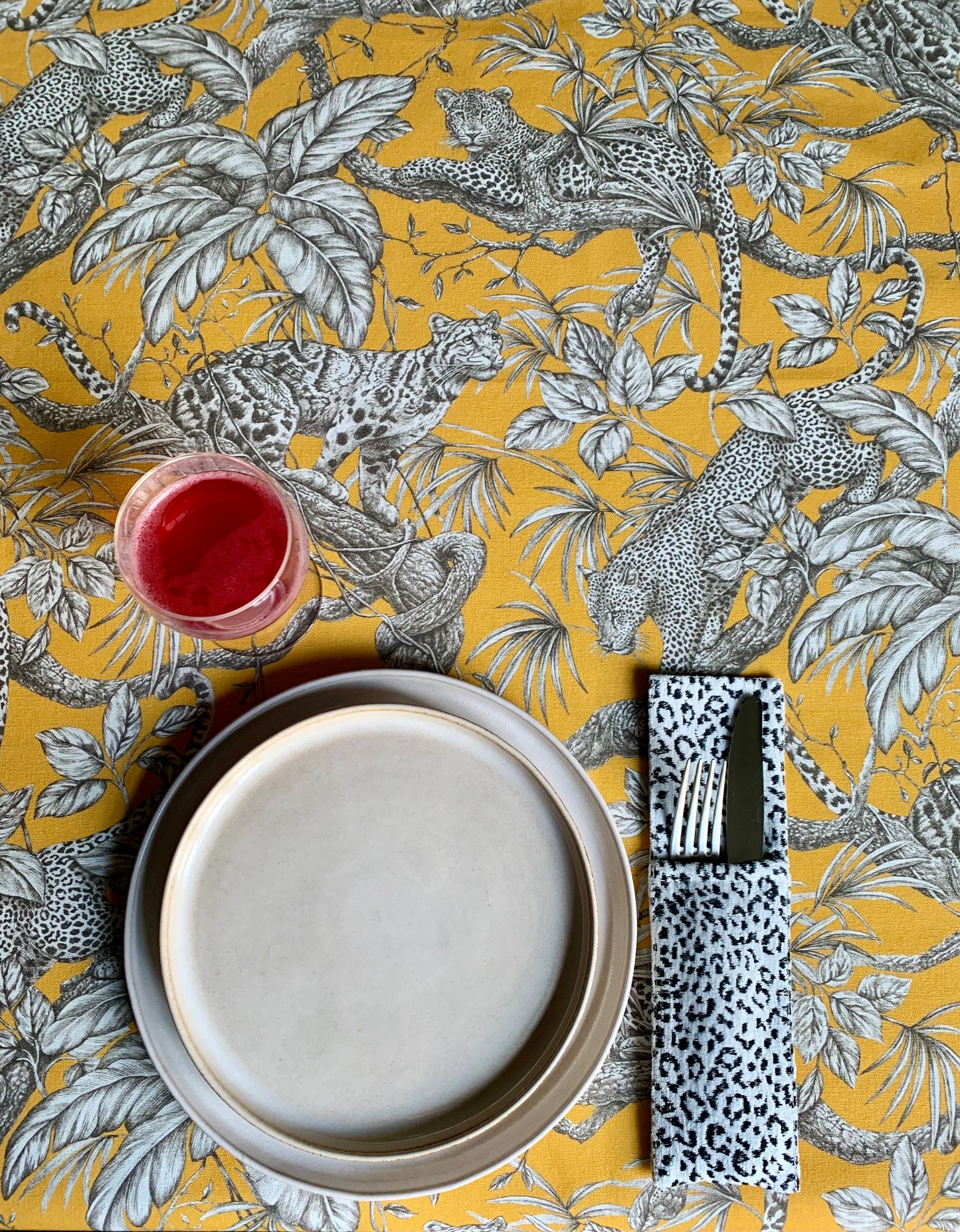 Cutlery Holder 7 x 25 cm of Chenille Jacquard | Jungle