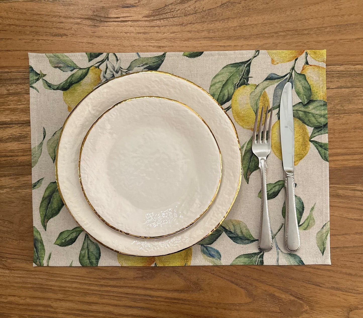 Placemat 30x43cm, Linen-Cotton Mix, Printed | Lemon Linen