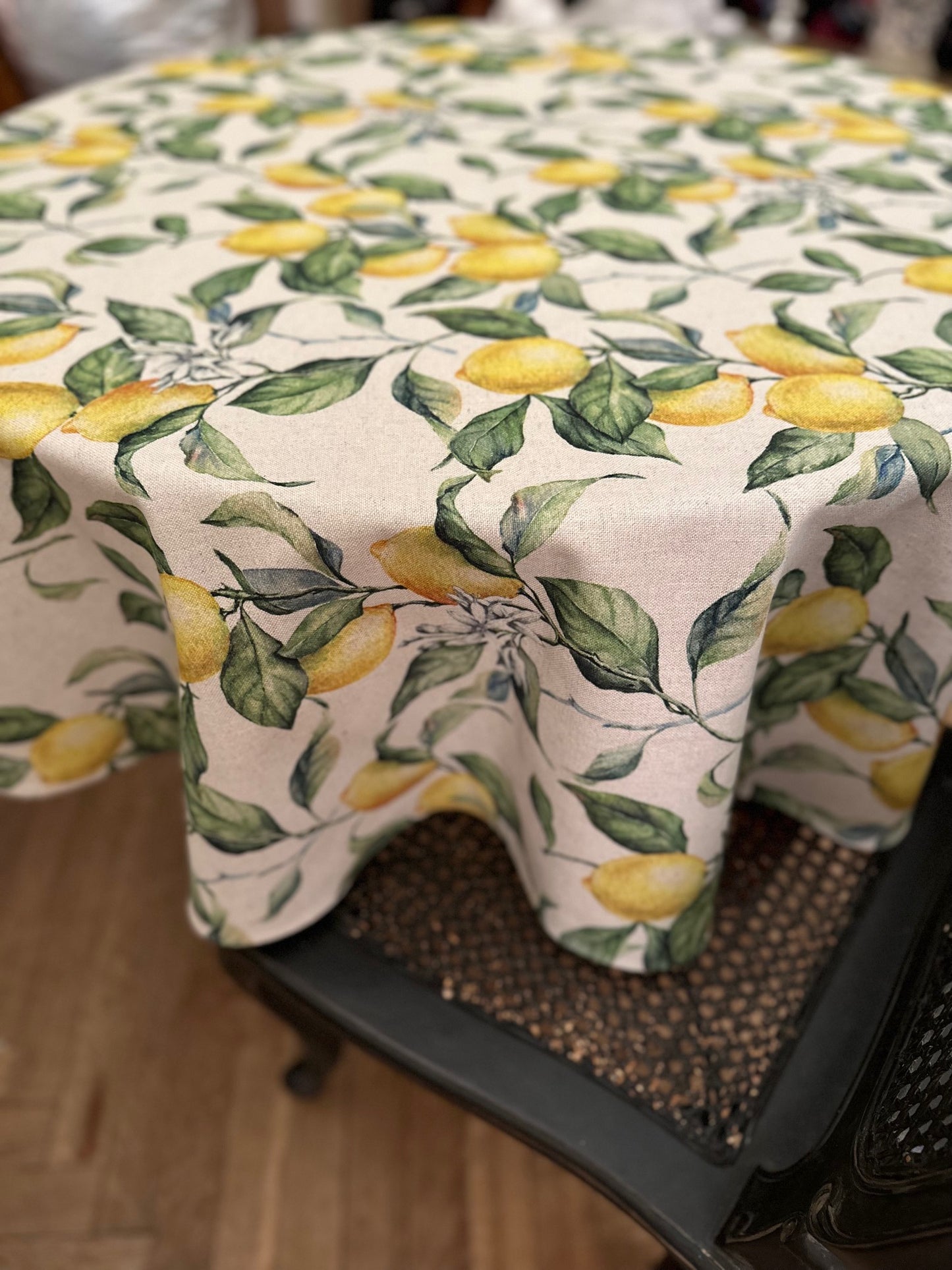 Round Tablecloth, linen-cotton mix, printed | Lemon Linen