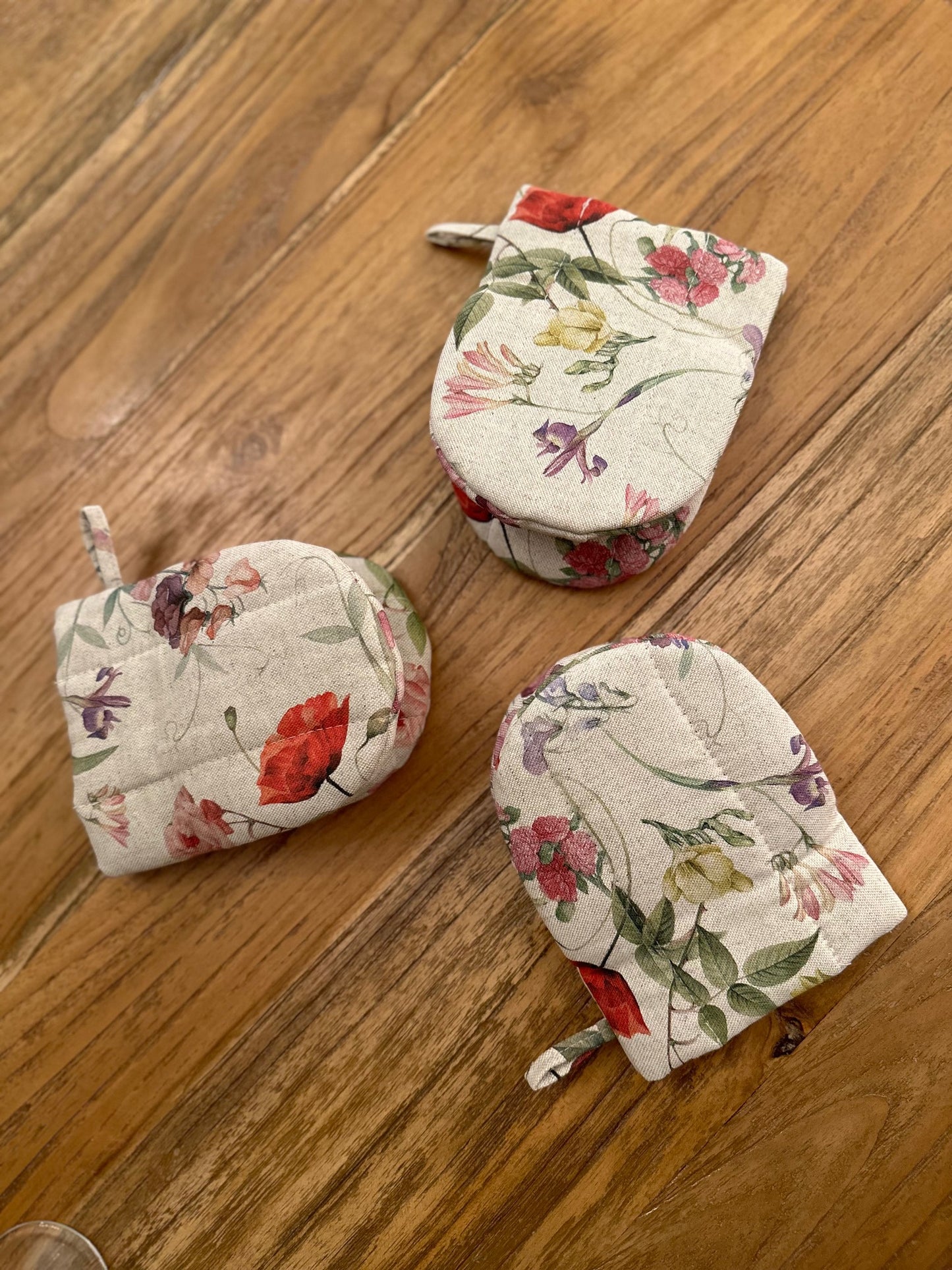 Oven Glove Small with Double Wool Filling, Linen-Cotton Mix, Printed | Blossom