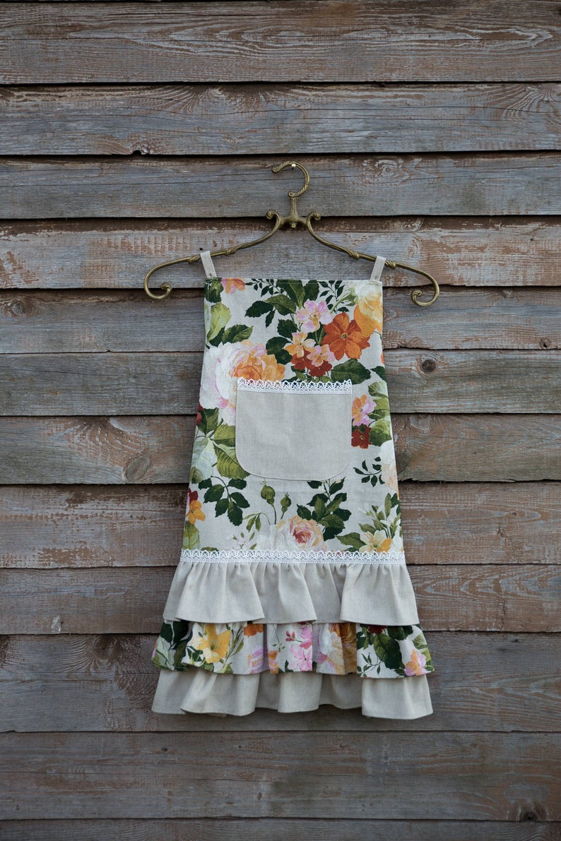 Teen Girl Apron, Poly-cotton Mix, Printed | Flower Big