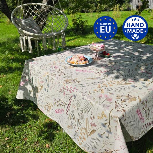Rectangular Tablecloth, Linen-Cotton Mix, Printed | Aitana