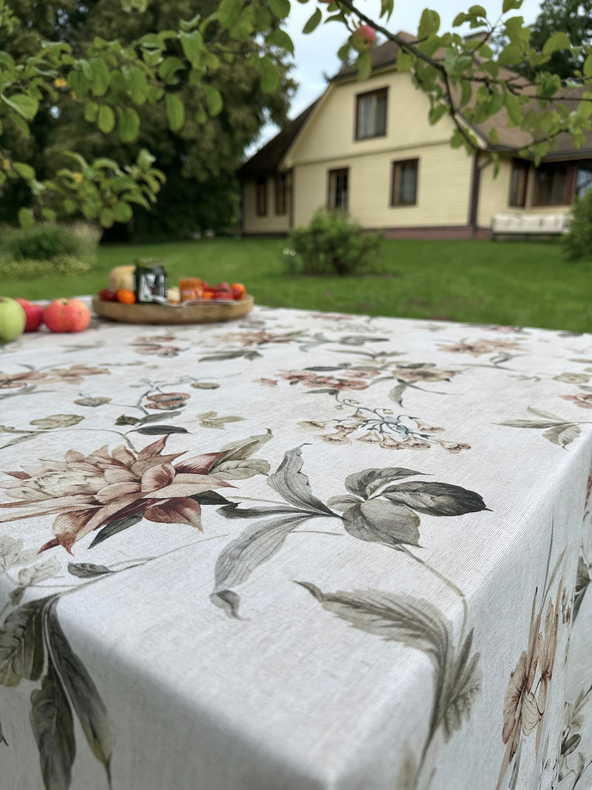 Floral Tablecloth, Cotton Blend Botanical Tablecloth | Harmony Garden