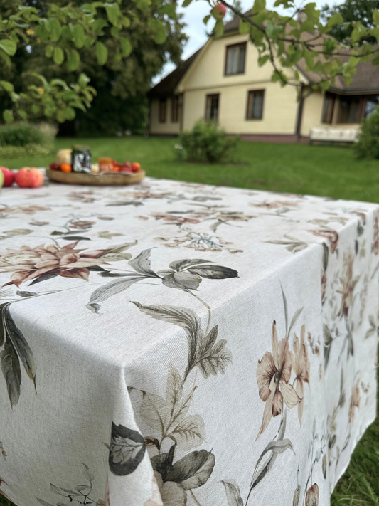 Floral Tablecloth, Cotton Blend Botanical Tablecloth | Harmony Garden