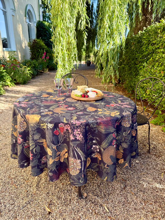 Round Tablecloth, linen-cotton mix, printed | Exotic Night