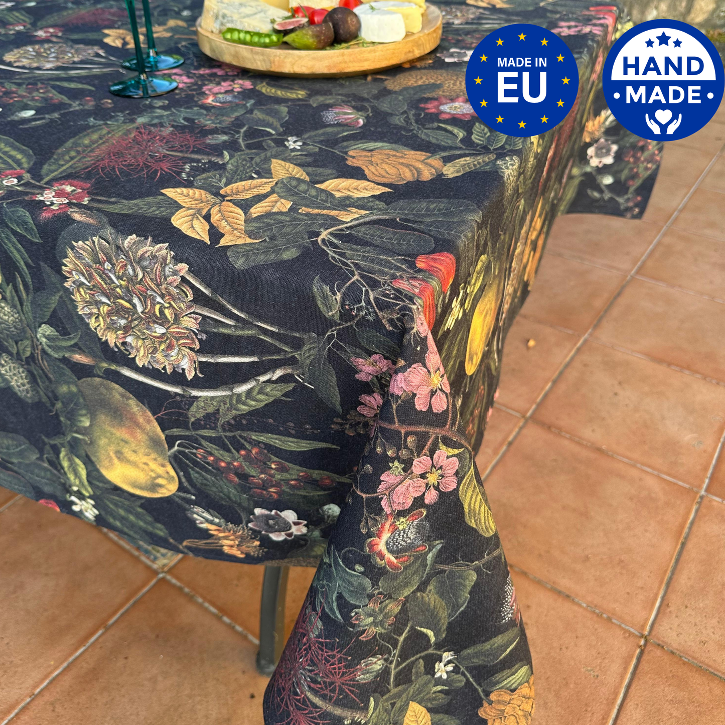 Tablecloth Square/Rectangular, linen-cotton mix, printed | Exotic Night