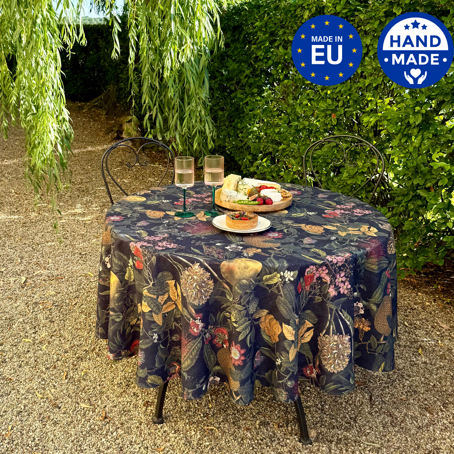 Round Tablecloth, linen-cotton mix, printed | Exotic Night