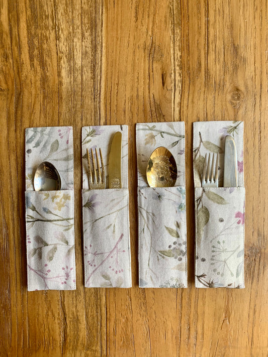 Cutlery Holder, Linen-Cotton Mix, Pinted | Aitana