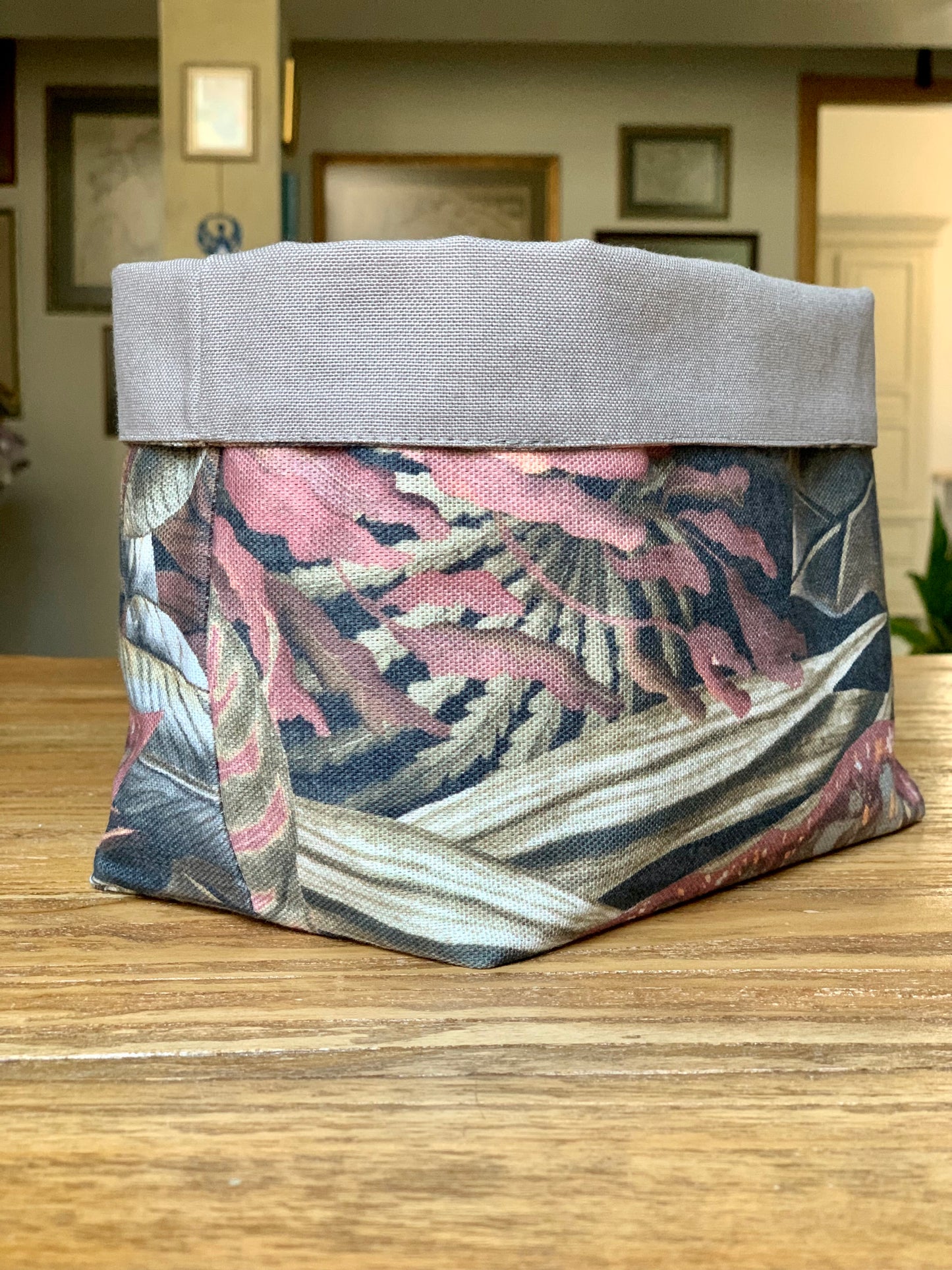 Fabric Basket, 100% cotton, H20 cm | Night Jungle