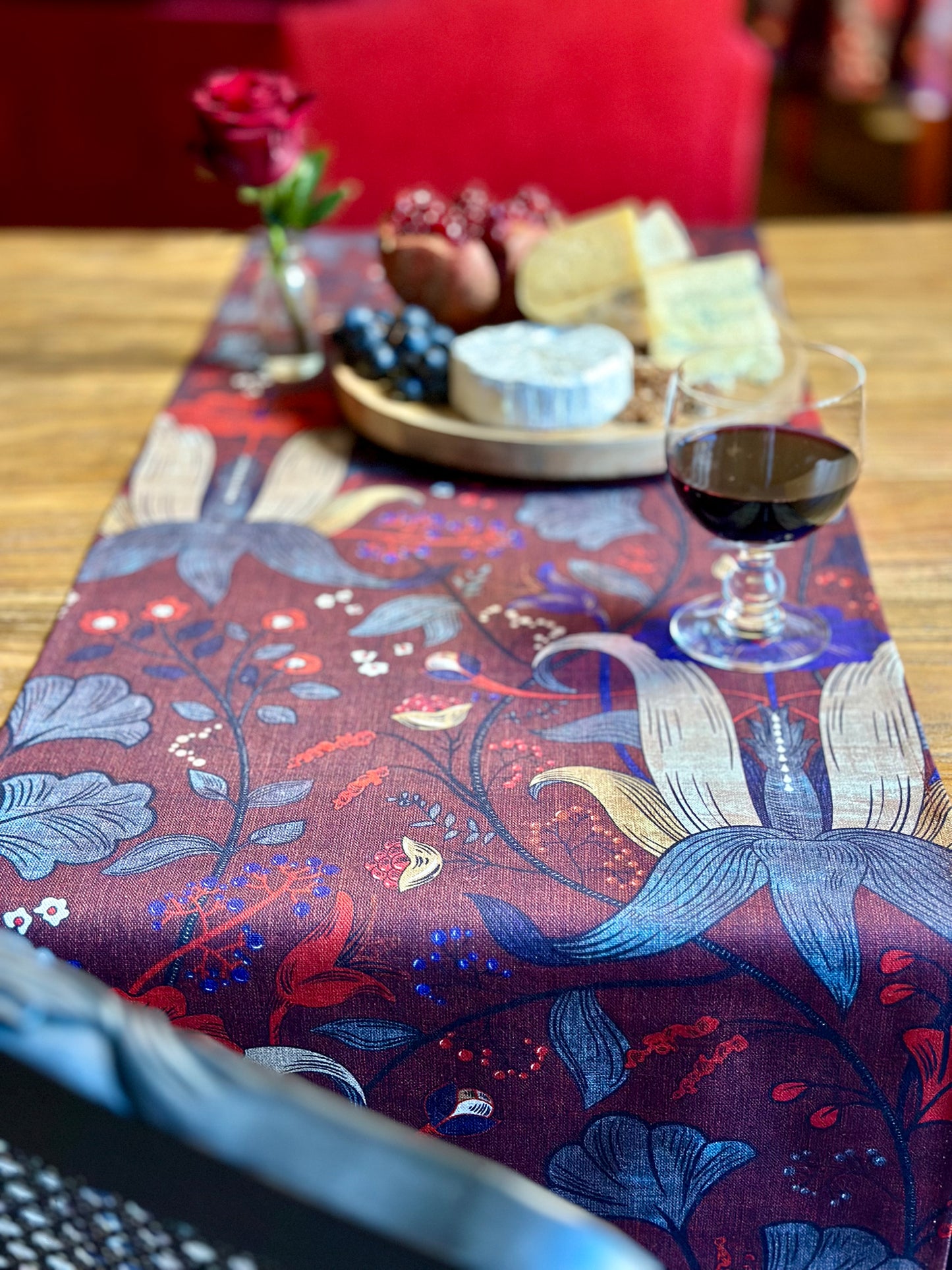 Table Runner Simple, Cotton, Printed | Red Drama
