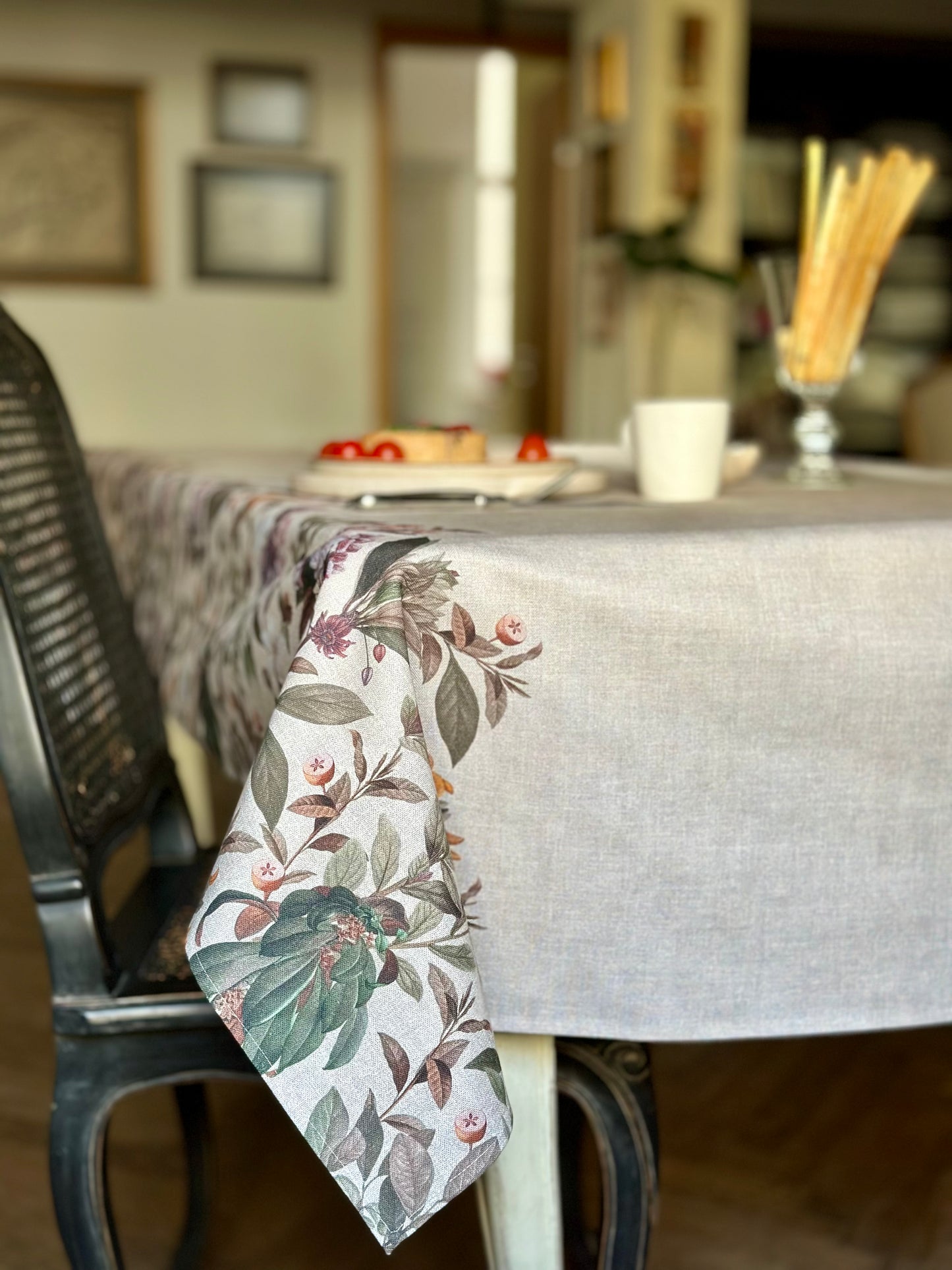 Tablecloth Rectangular, Cotton, Printed | Natural Bouquet Pure
