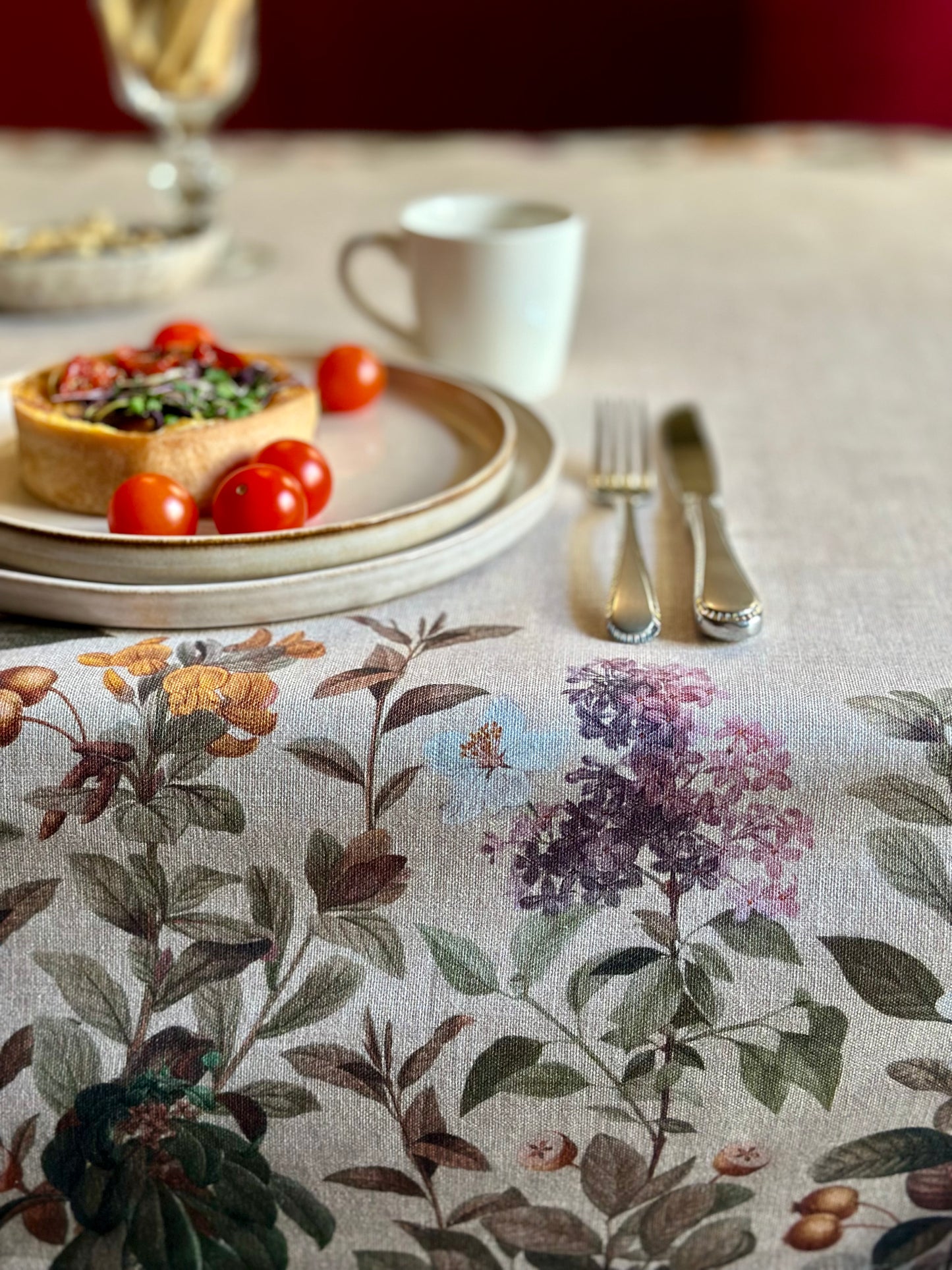 Tablecloth Rectangular, Cotton, Printed | Natural Bouquet Pure
