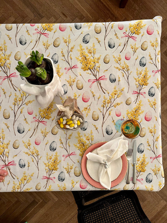 Tablecloth Rectangular, Cotton, Printed | Easter Happy