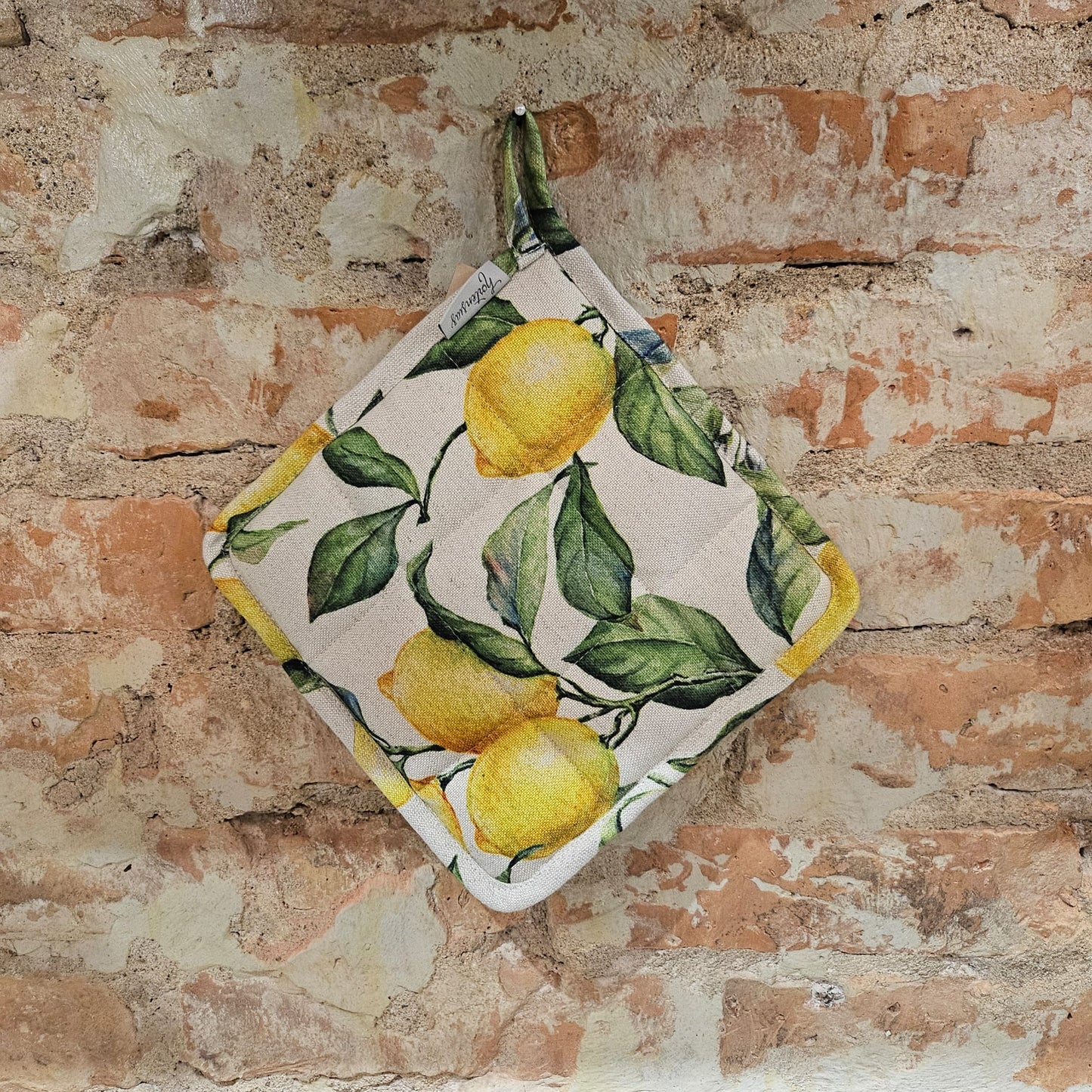 Handcrafted Pot Holder with Pocket | Lemon Linen