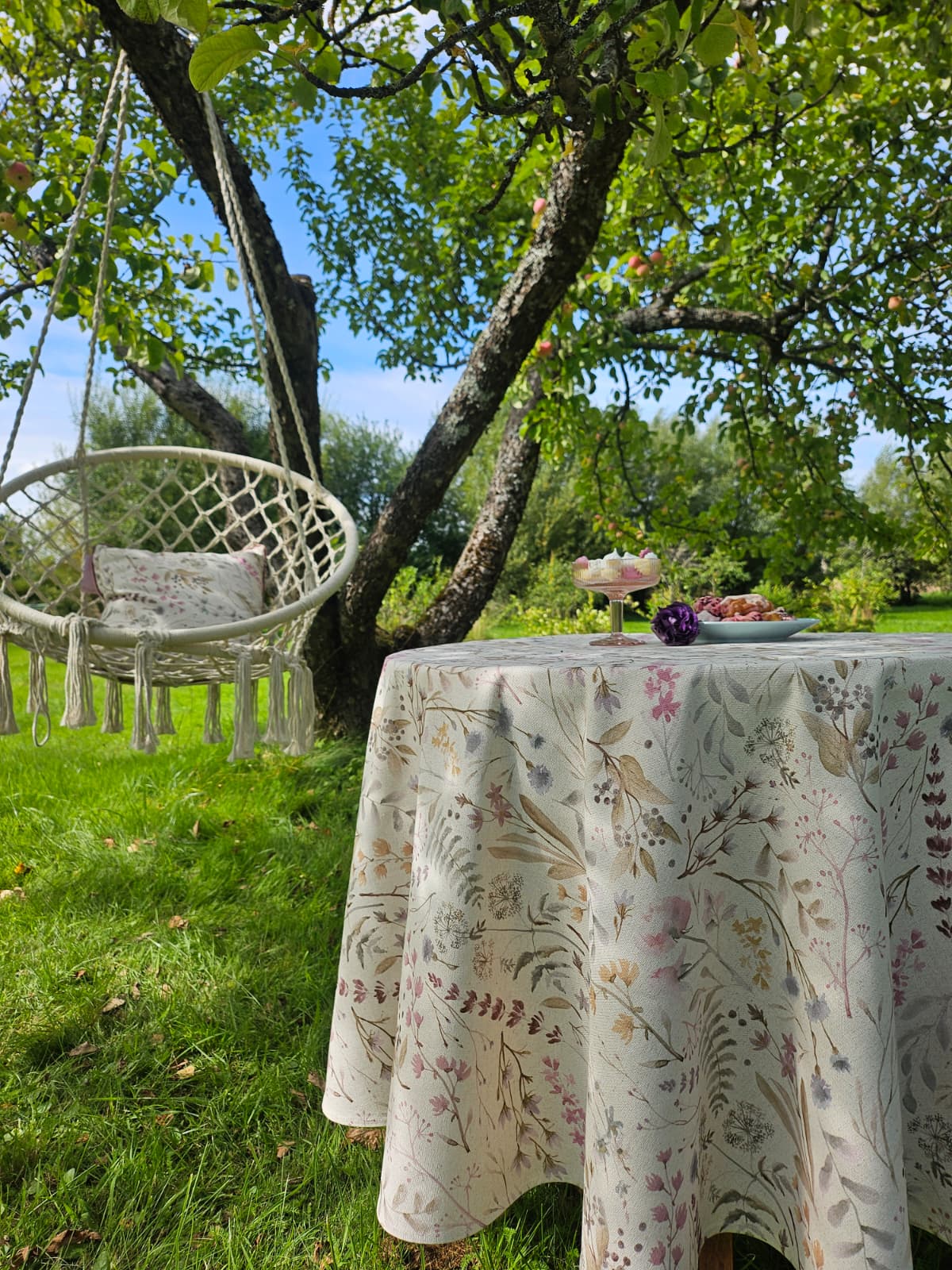 Round Tablecloth, Linen-Cotton Mix, Printed | Aitana