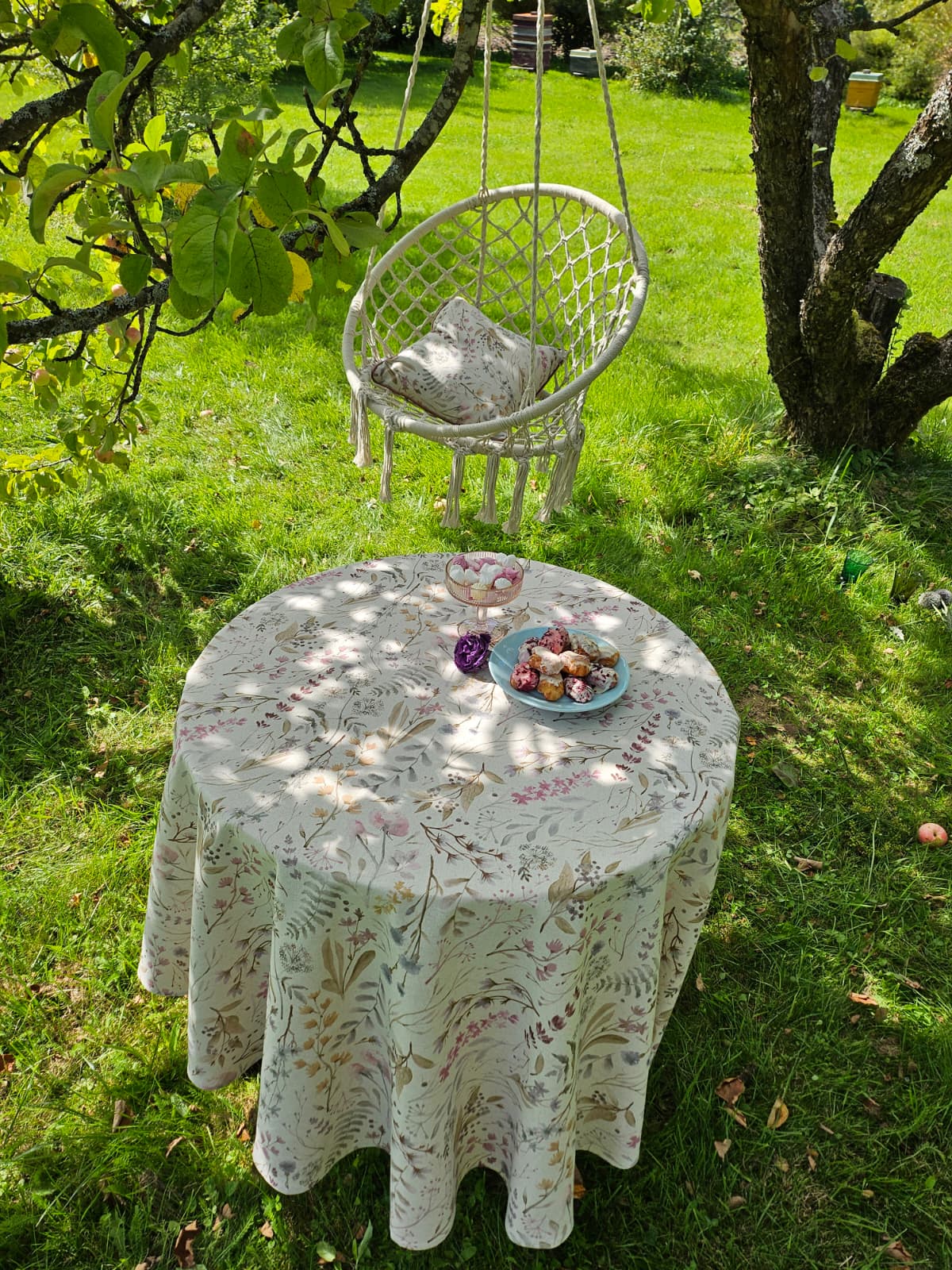 Round Tablecloth, Linen-Cotton Mix, Printed | Aitana