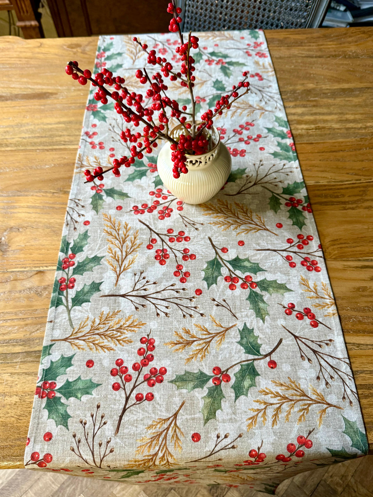 Winter Berries Christmas Table Runner | Festive Holiday Table Decor