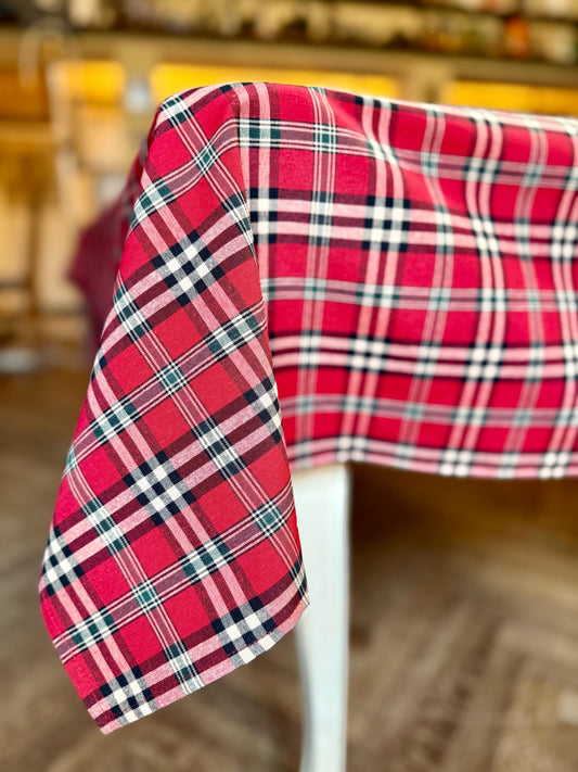 Christmas Tartan Plaid Tablecloth – Trendy Red