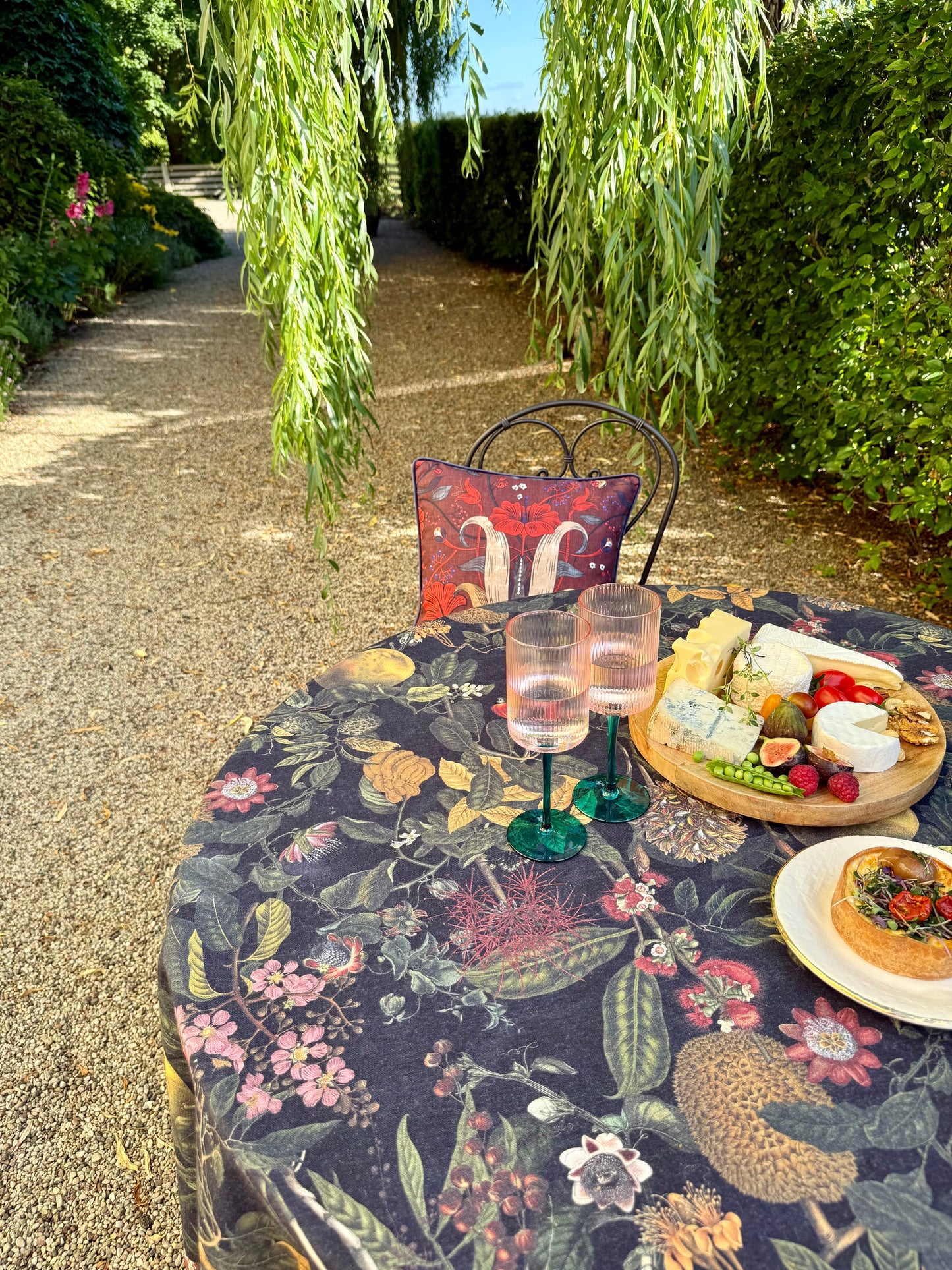 Round Tablecloth, linen-cotton mix, printed | Exotic Night