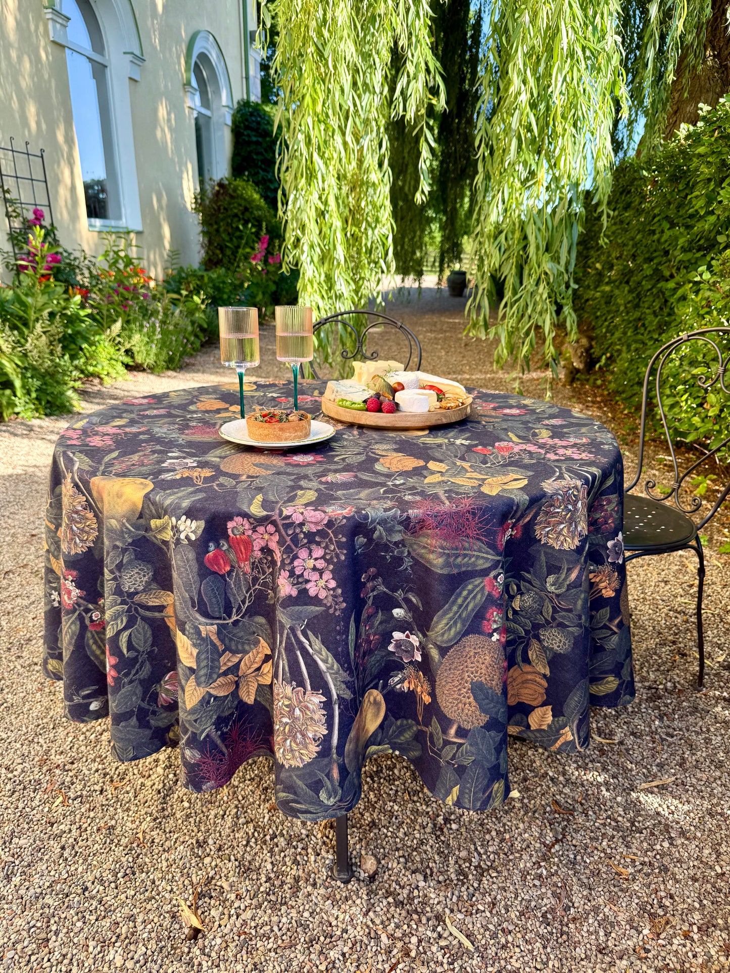 Round Tablecloth, linen-cotton mix, printed | Exotic Night