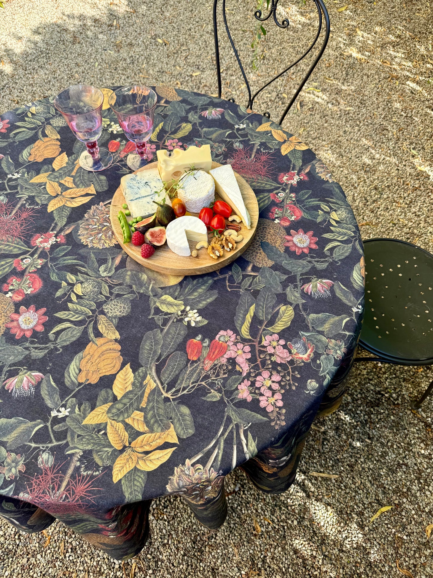 Round Tablecloth, linen-cotton mix, printed | Exotic Night