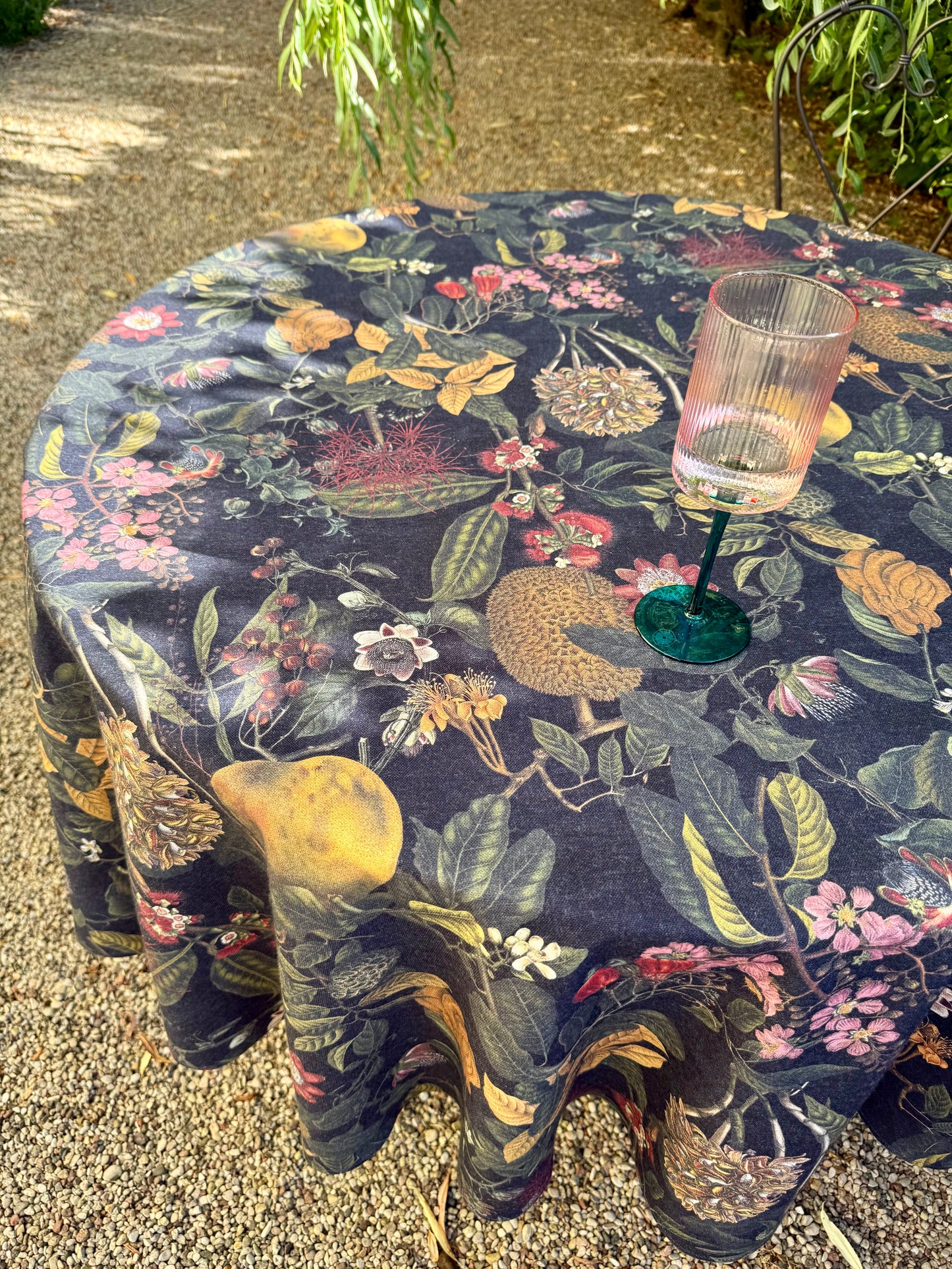 Round Tablecloth, linen-cotton mix, printed | Exotic Night
