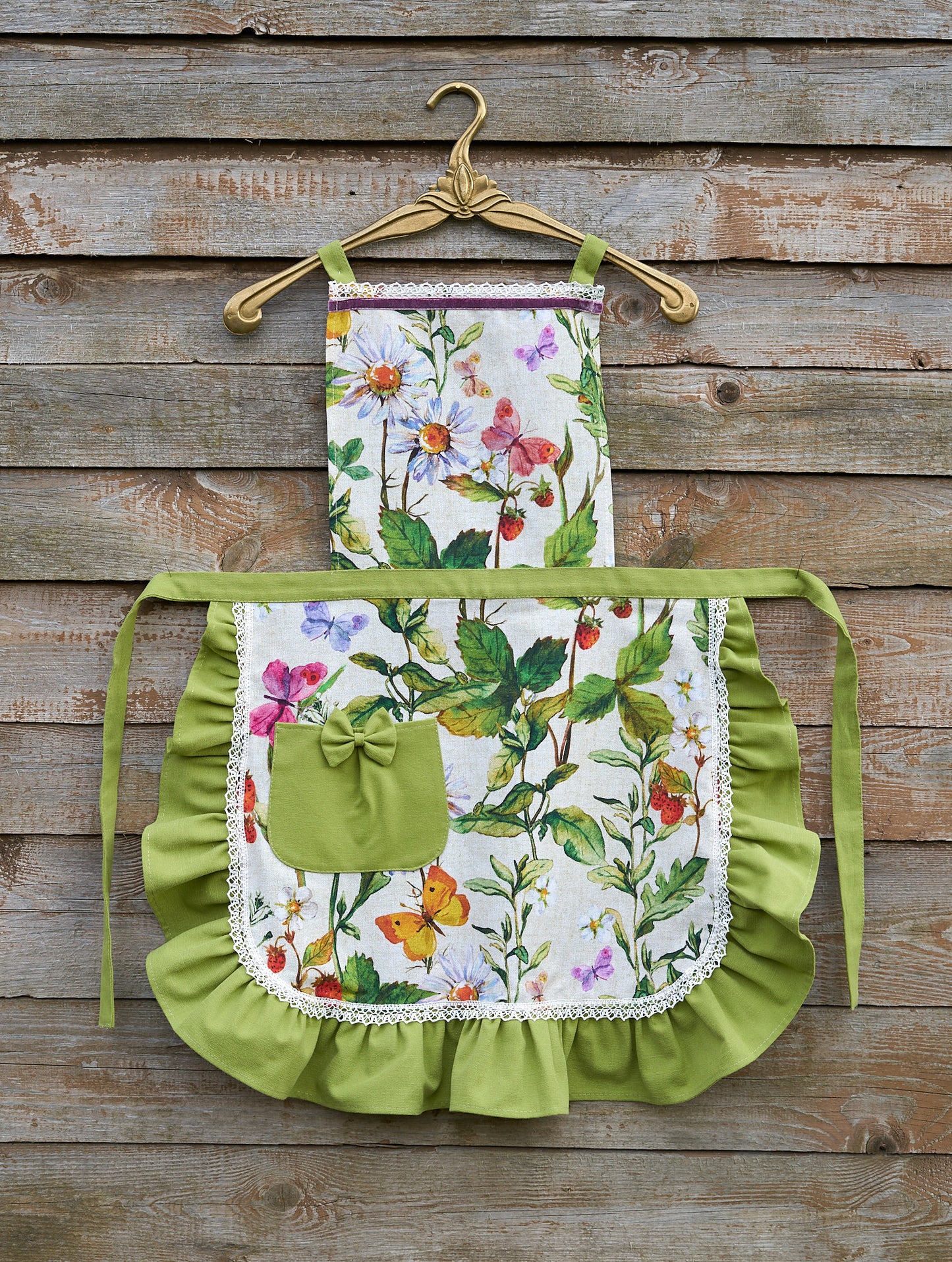 Ladies Apron with Ruffles, 100% Cotton, Printed | Pirode June