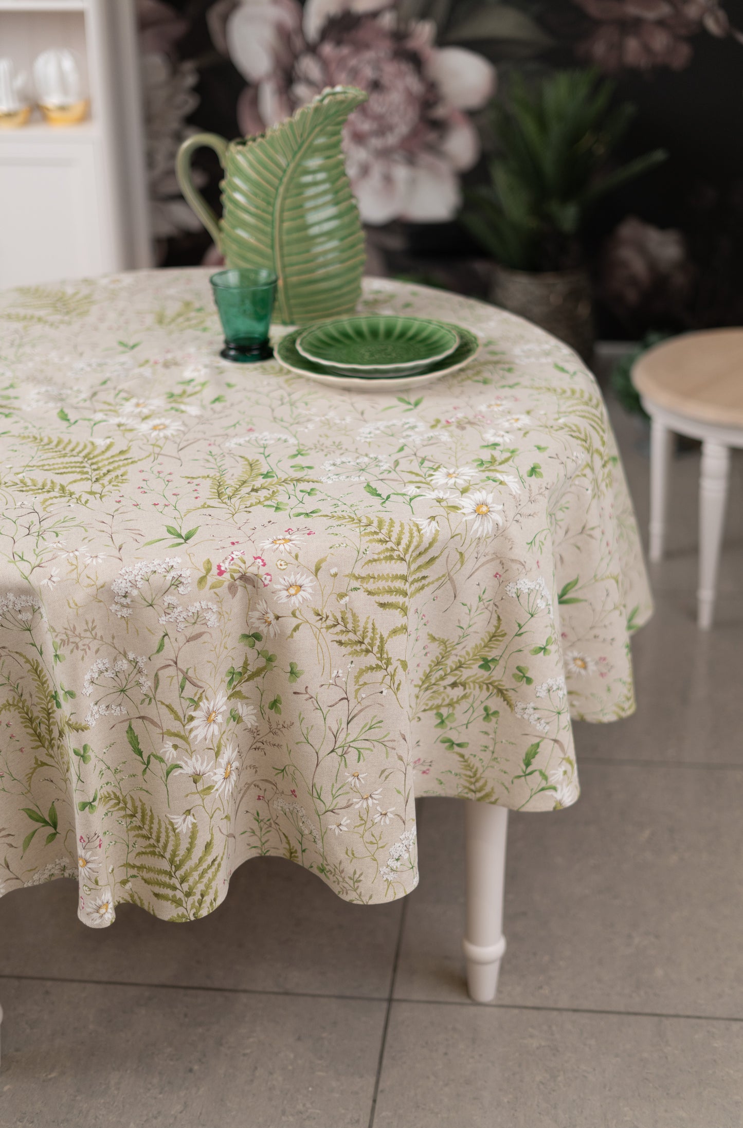 Round Floral Tablecloth, Poly-Cotton Mix, Printed | Meadow Flowers