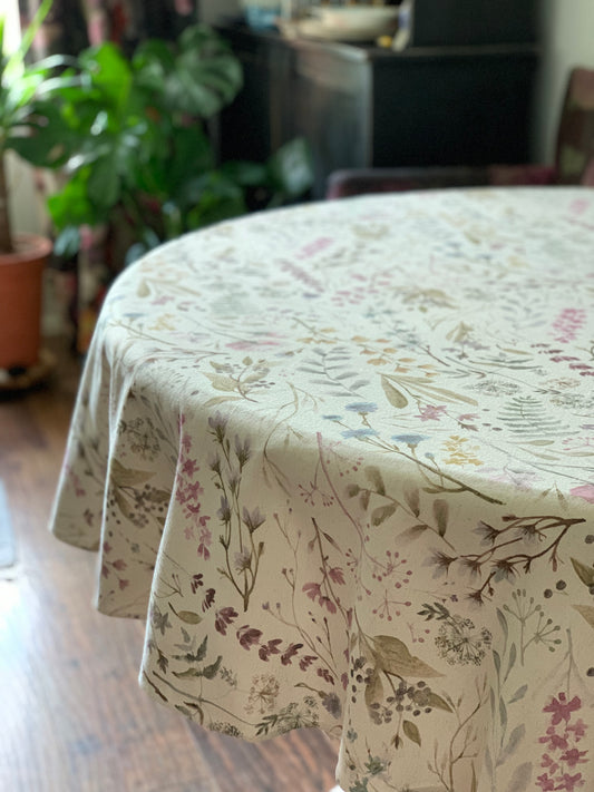 Round Tablecloth, Linen-Cotton Mix, Printed | Aitana