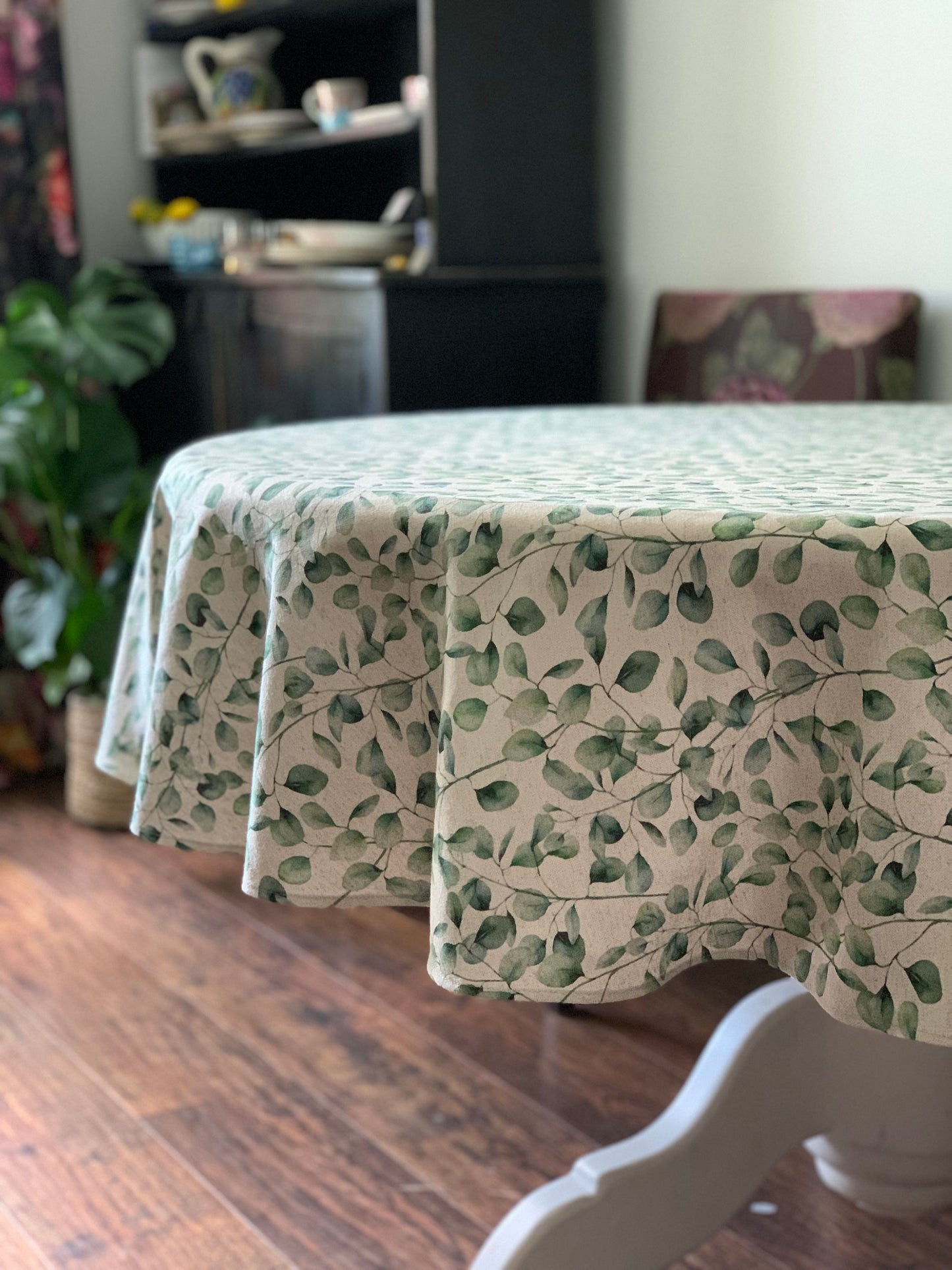 Round Tablecloth, Recycled Cotton, Printed | Verde