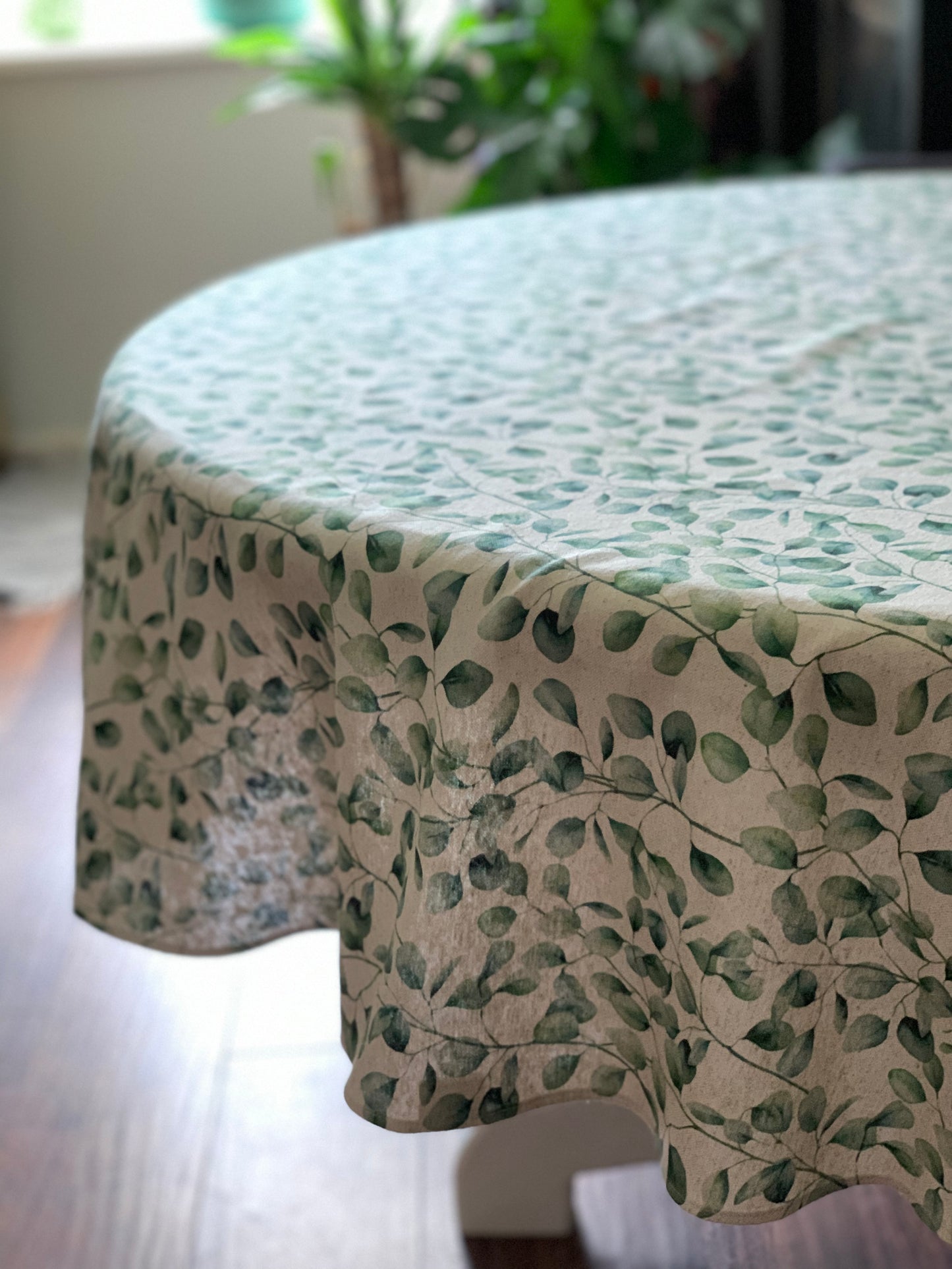 Round Tablecloth, Recycled Cotton, Printed | Verde