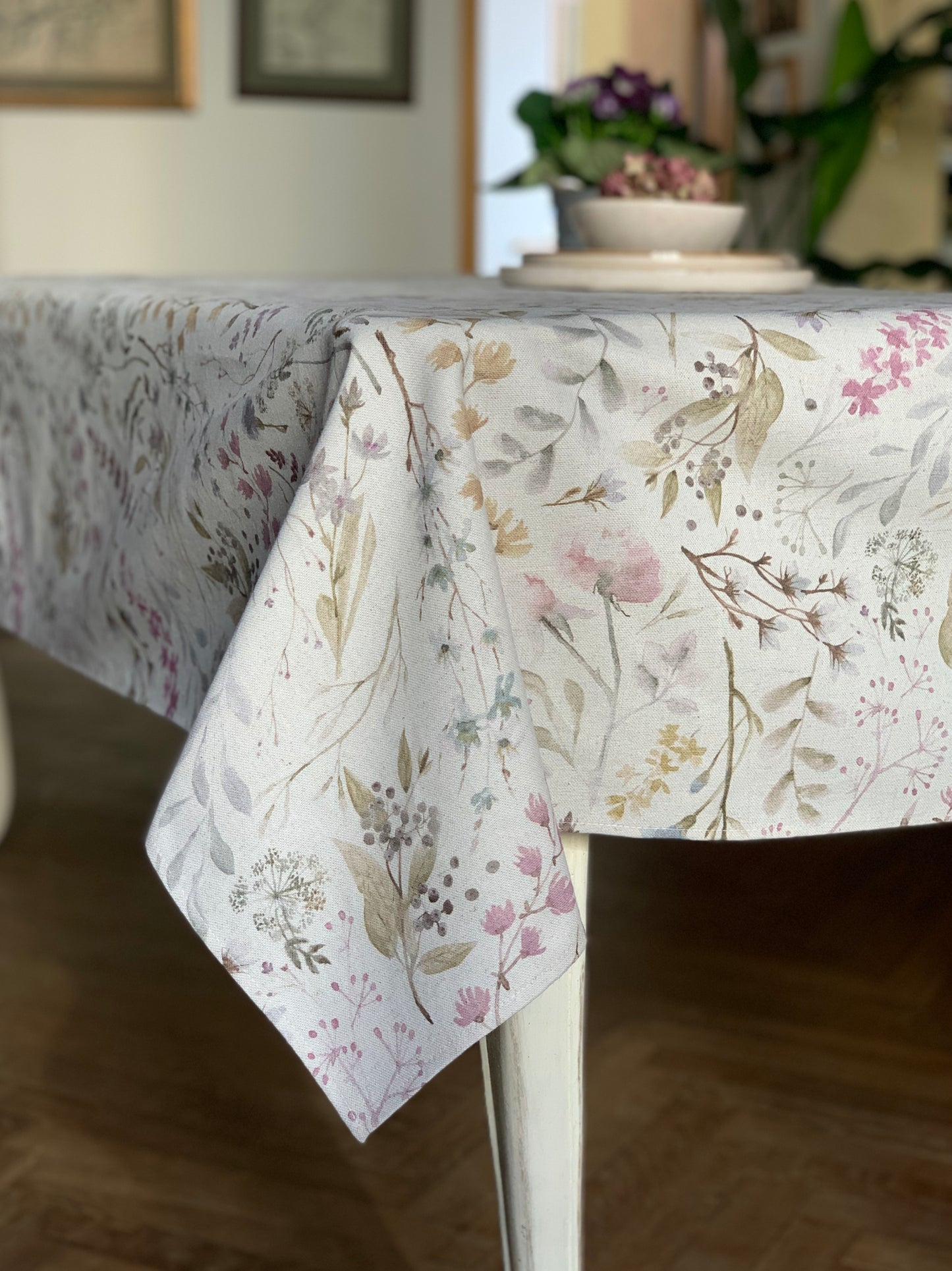 Rectangular Tablecloth, Linen-Cotton Mix, Printed | Aitana