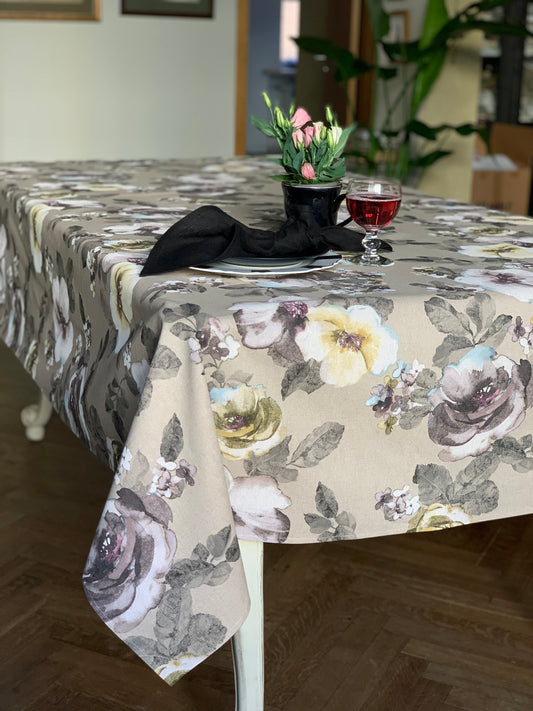Rectangular Tablecloth, Poly-Cotton Mix, Printed | Akane
