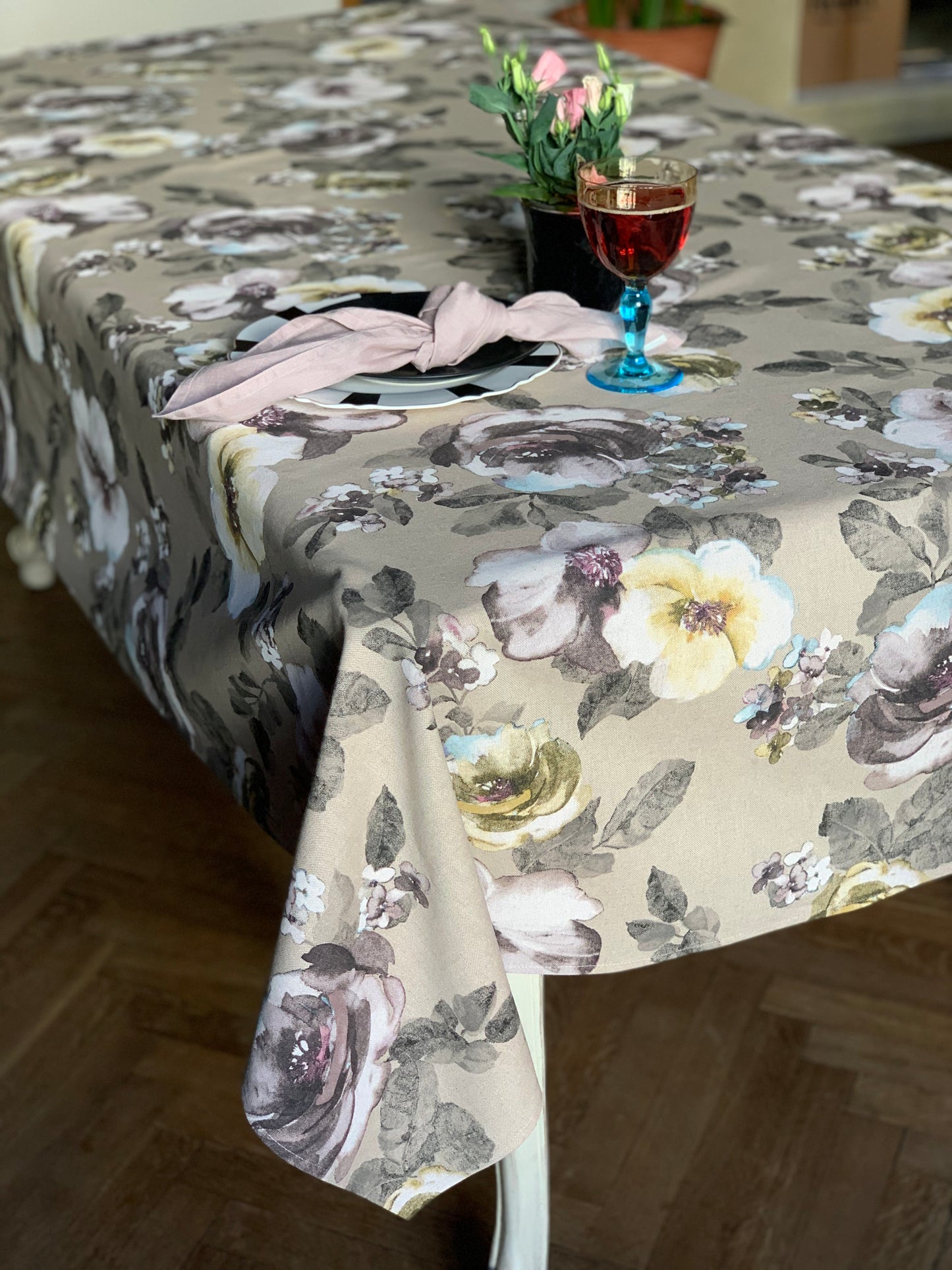 Rectangular Tablecloth, Poly-Cotton Mix, Printed | Akane