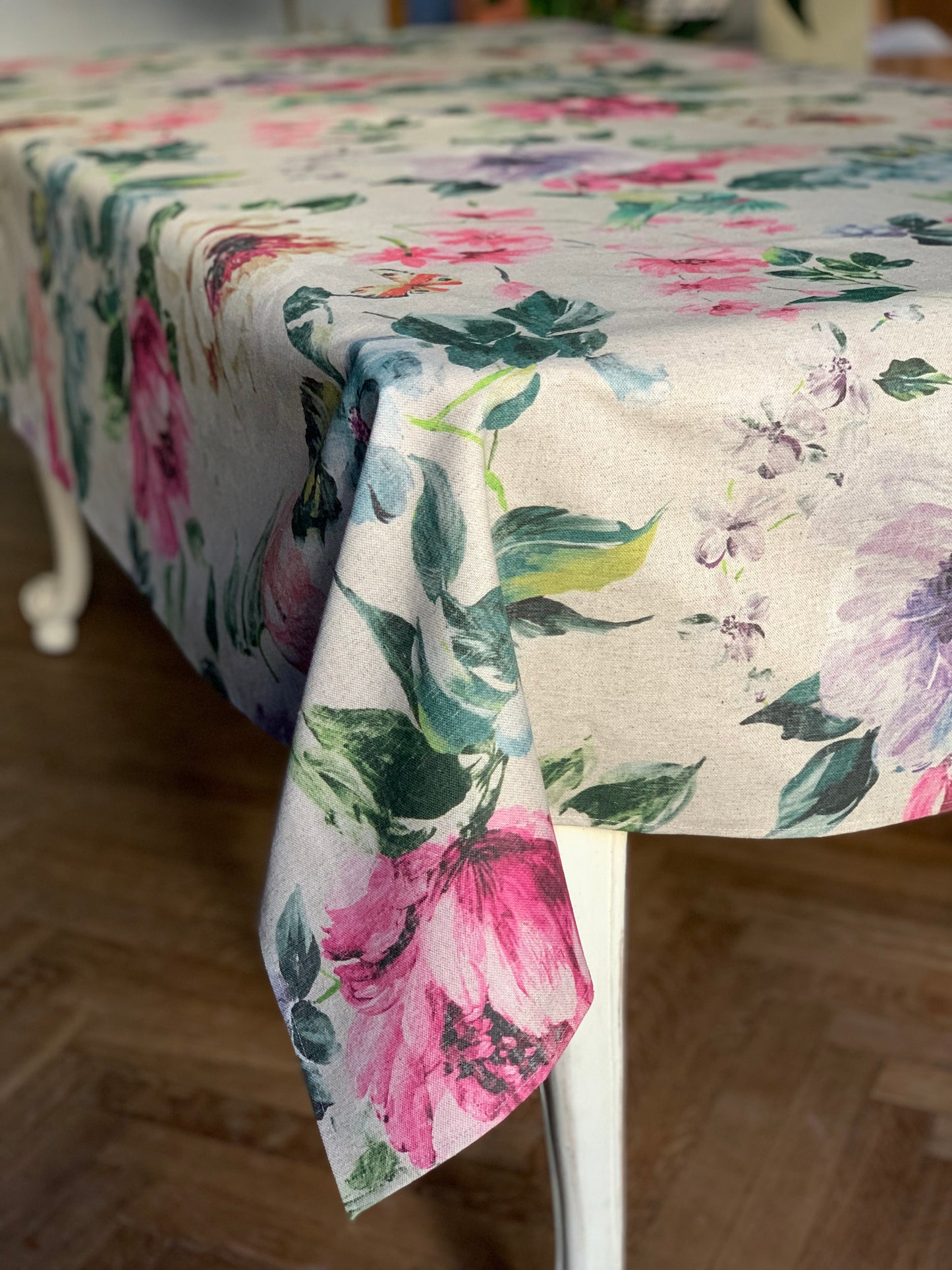 Rectangular Tablecloth, Linen-Cotton Mix, Printed | Night Flower