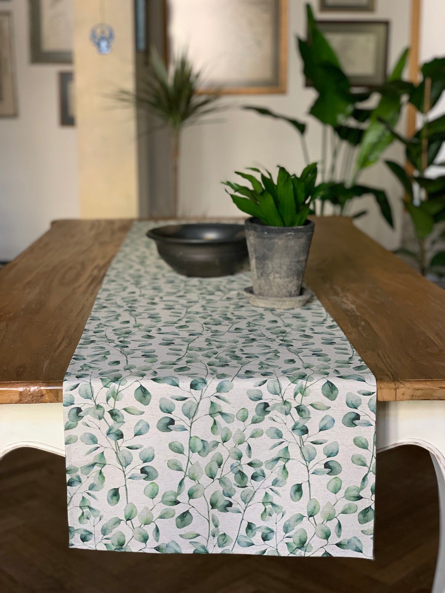 Table Runner, Recycled Cotton, Printed | Verde