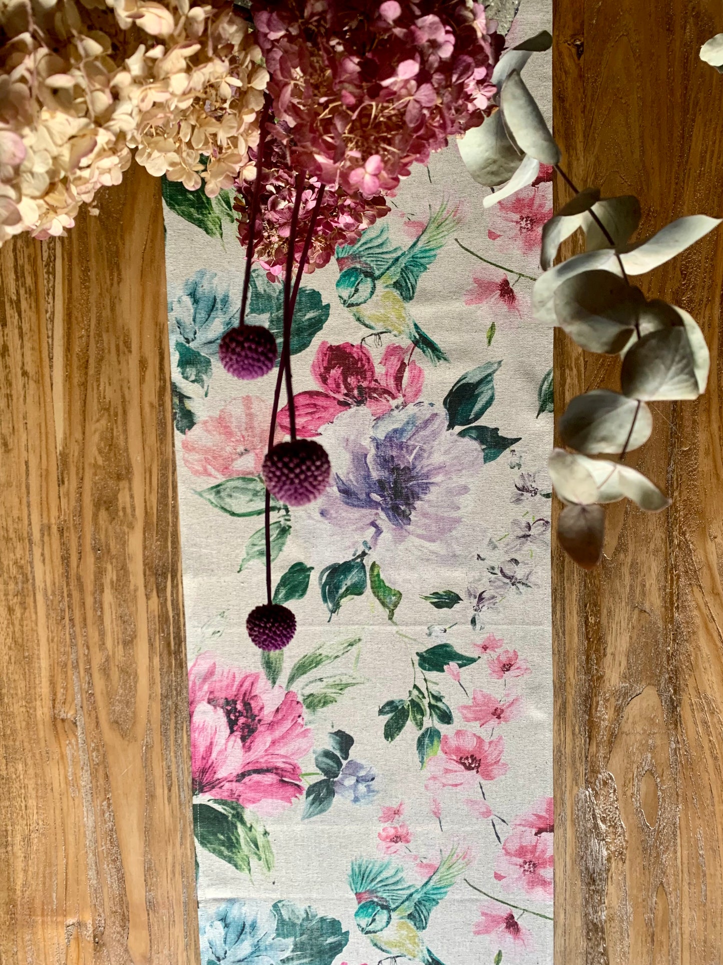 Table Runner, Linen-Cotton Mix, Printed | Night Flower