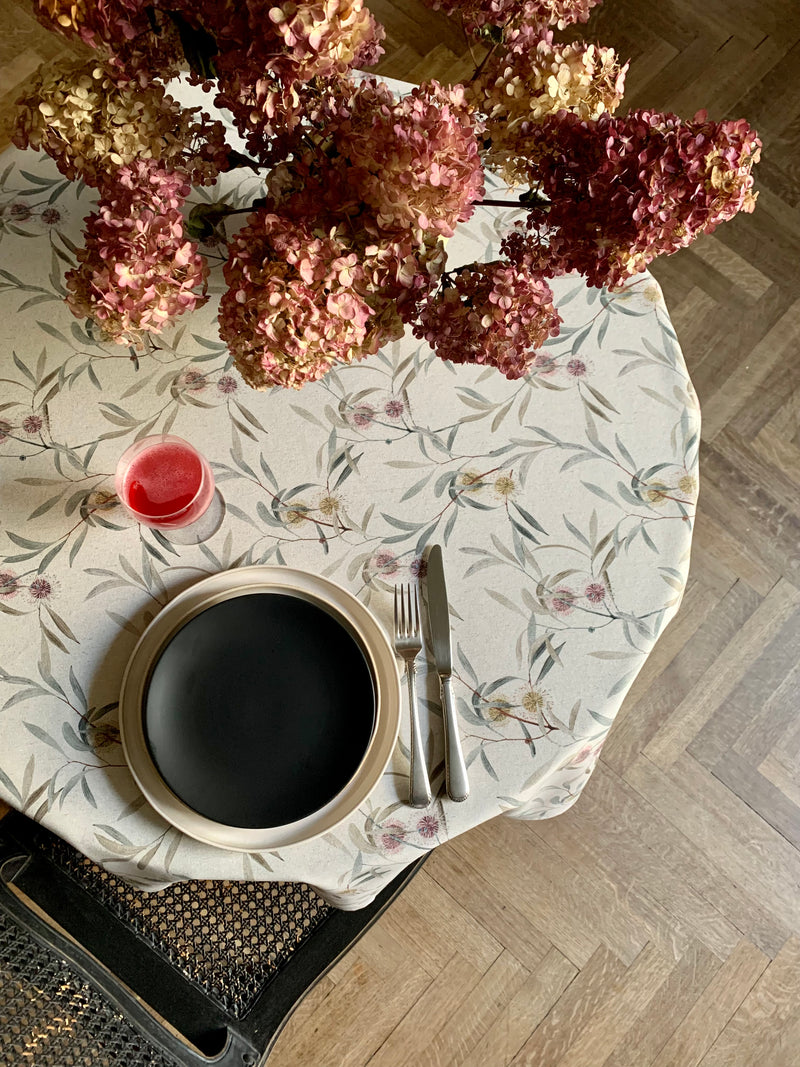 Round Tablecloth, Recycled Cotton, Printed Pipo Fresno Hortensias Home